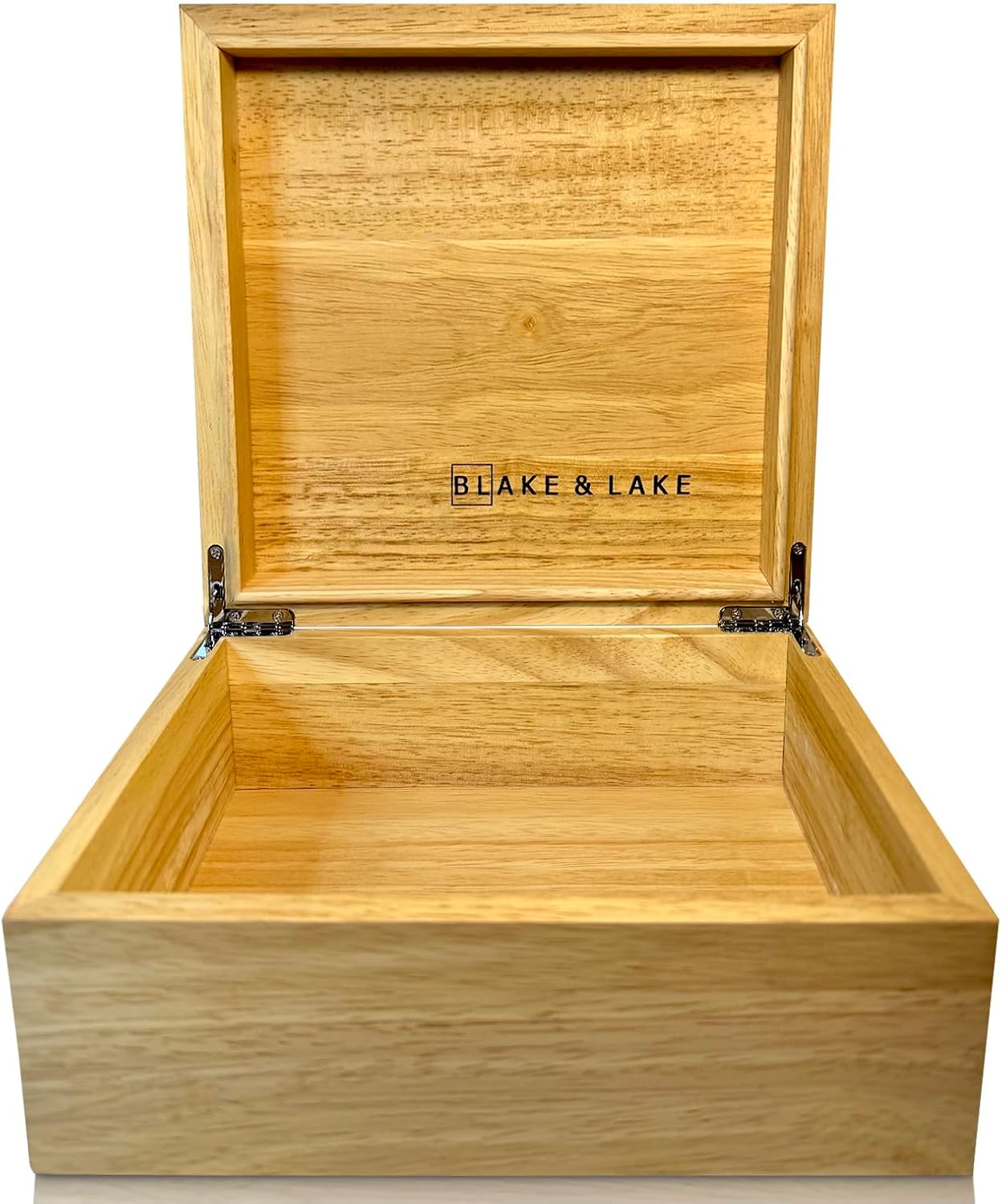 Blake & Lake Wooden Eco Box with Hinged Lid - Solid Oak Wood Storage Box with Lid - Wooden Keepsake Box - Decorative wooden boxes with lids for Keepsakes (Oak)