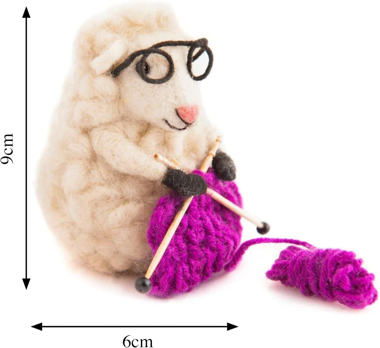 | Hand-Felted Knitting Nell Sheep | Organic Wool Home Decor | Fair Trade Plush Animal Ornament | Gift for Any Occasion | Perfect for New Spaces & Home Accessories