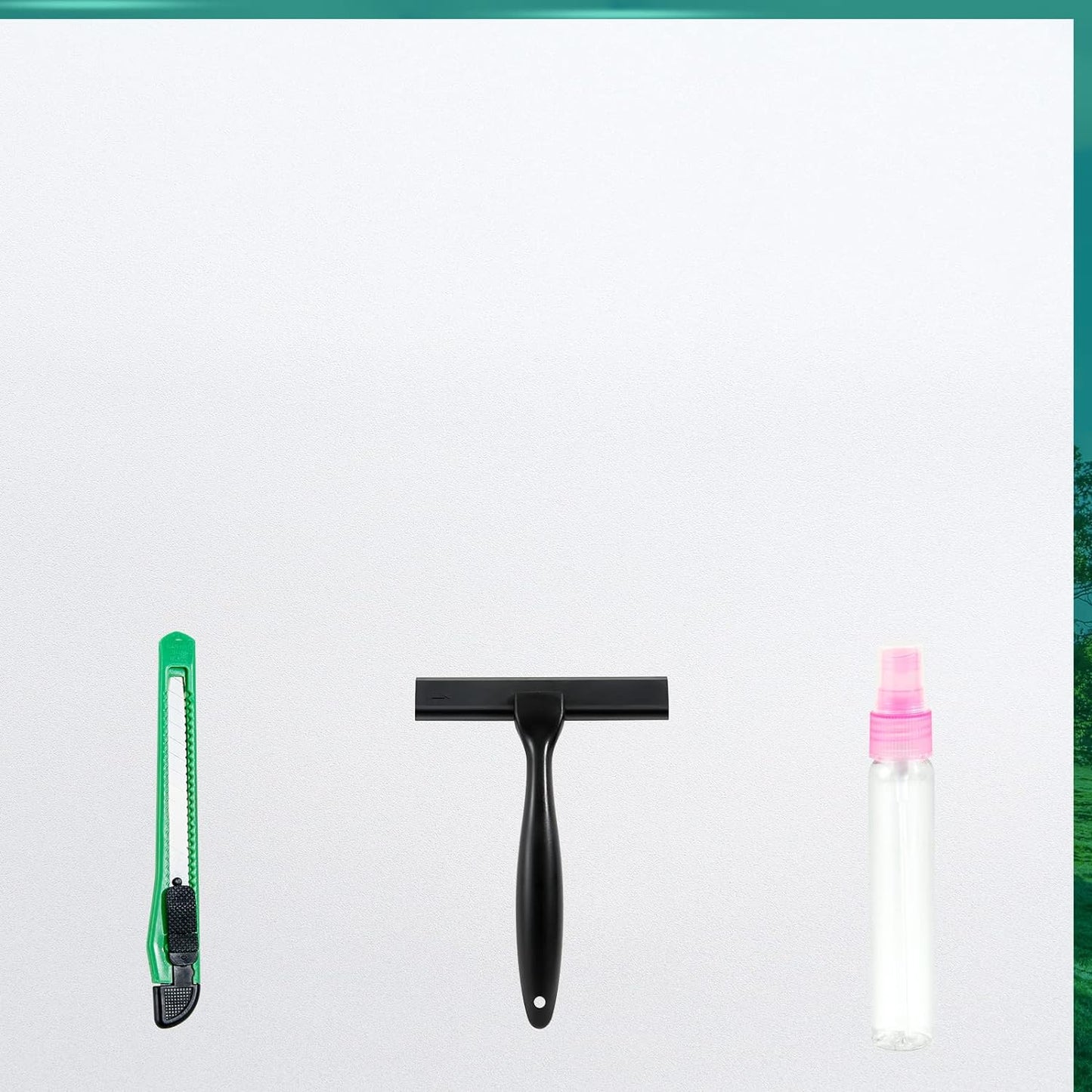 Frosted Glass Window Film with Tools,Reusable Window Privacy Film,Static Clings Window Film Kit for Home Bathroom and Office. (White, 35.4Inch×196.9Inch)