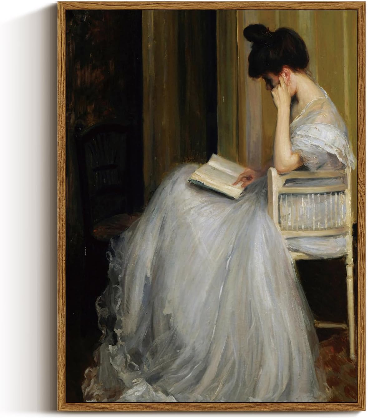 VIYYIEA Framed Canvas Wall Art Home Decor Portrait Art for Living Room Women Reading Pictures Bedroom Bathroom Wall Decor Mid Century Lady Oil Painting Room Decor Vintage Prints Aesthetic 12x16in