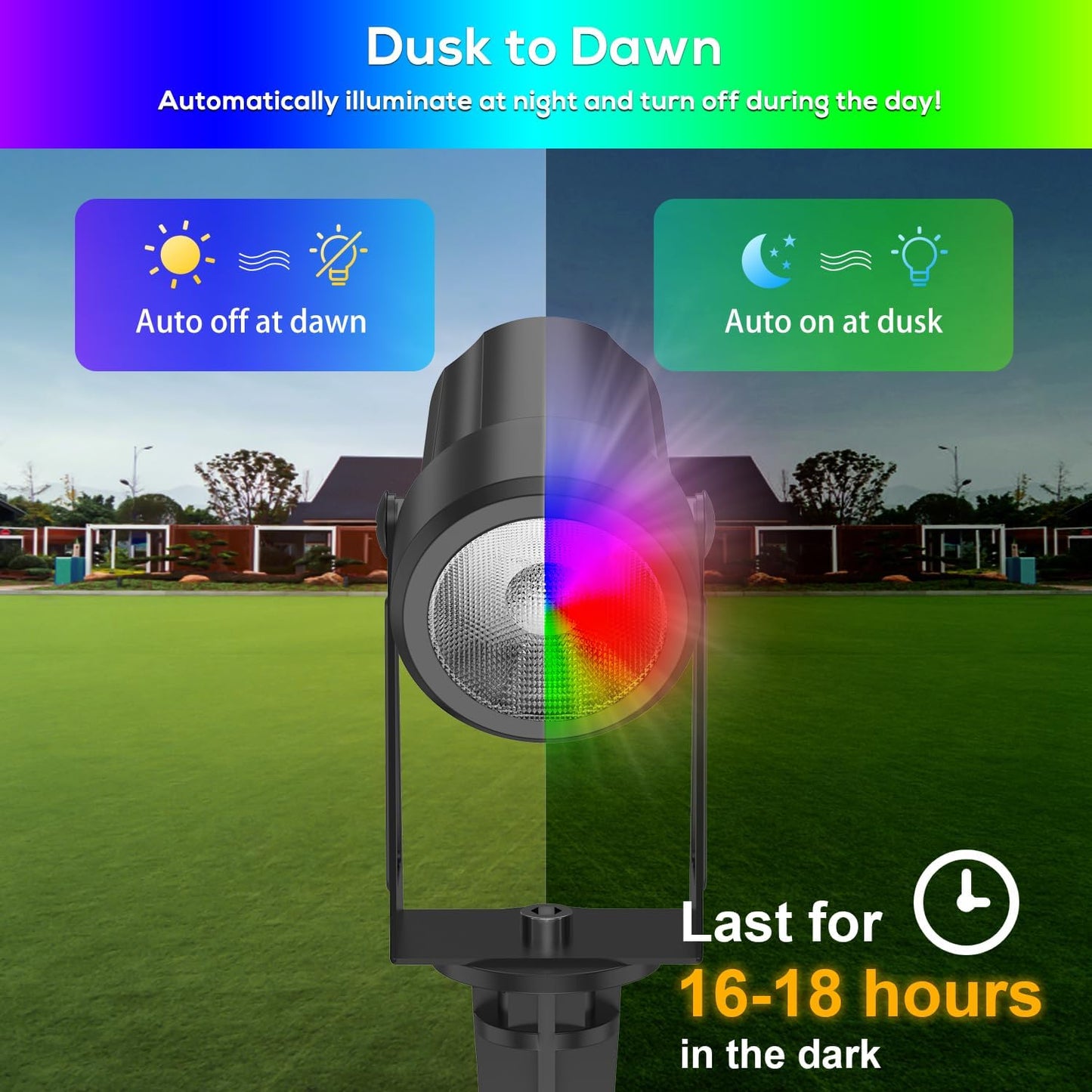 ZYAN Solar Spotlights Outdoor, Solar Landscape Lights with Remote Control, RGBW Colored Spot Lights for Yard, Garden, Lawn, Plant, Tree, Pool Areas, Auto On/Off, Dimmable & Waterproof (12 Pack)