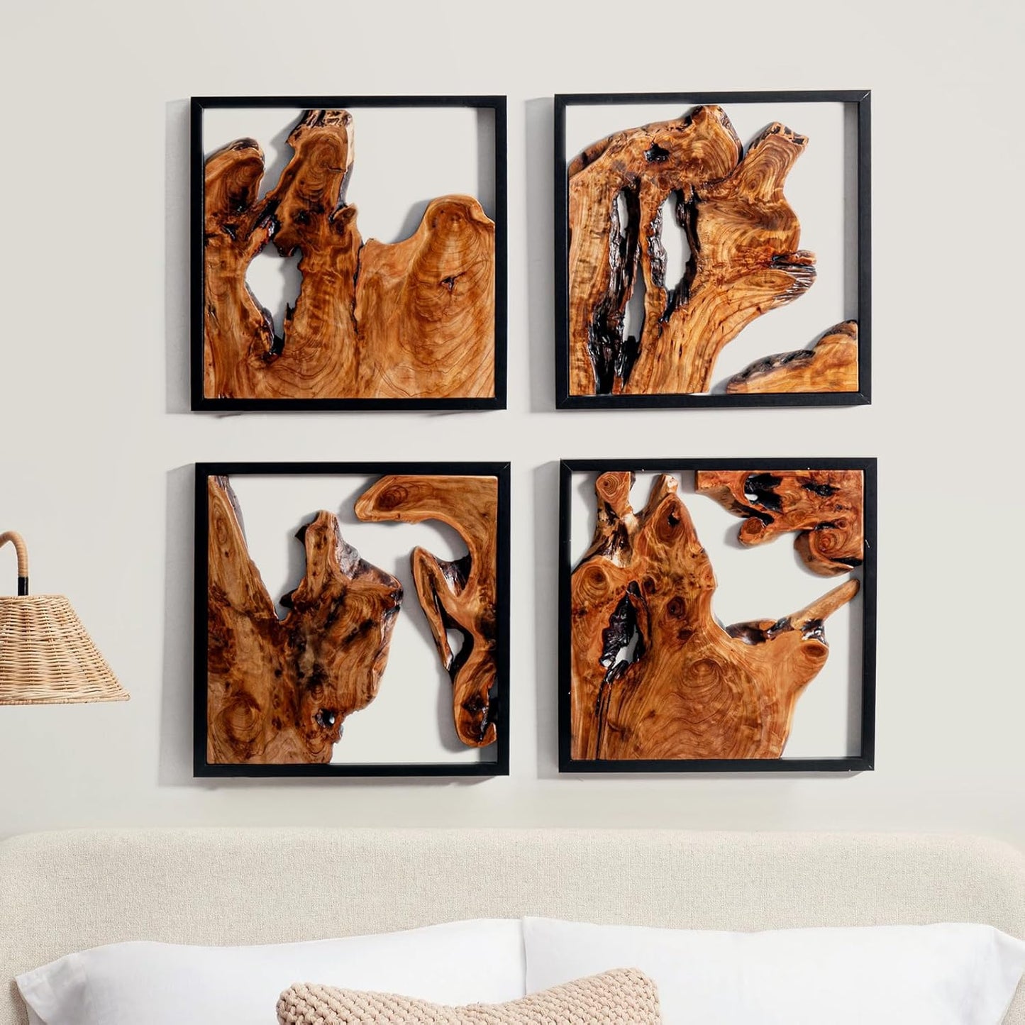 WELLAND 2 Pieces Rustic Cedar Wall Sculptures, Live Edge Wall Art Décor, Decorative centerpieces of wood for Living Room, Bedroom, Bathroom, Home Office, Dining Room,