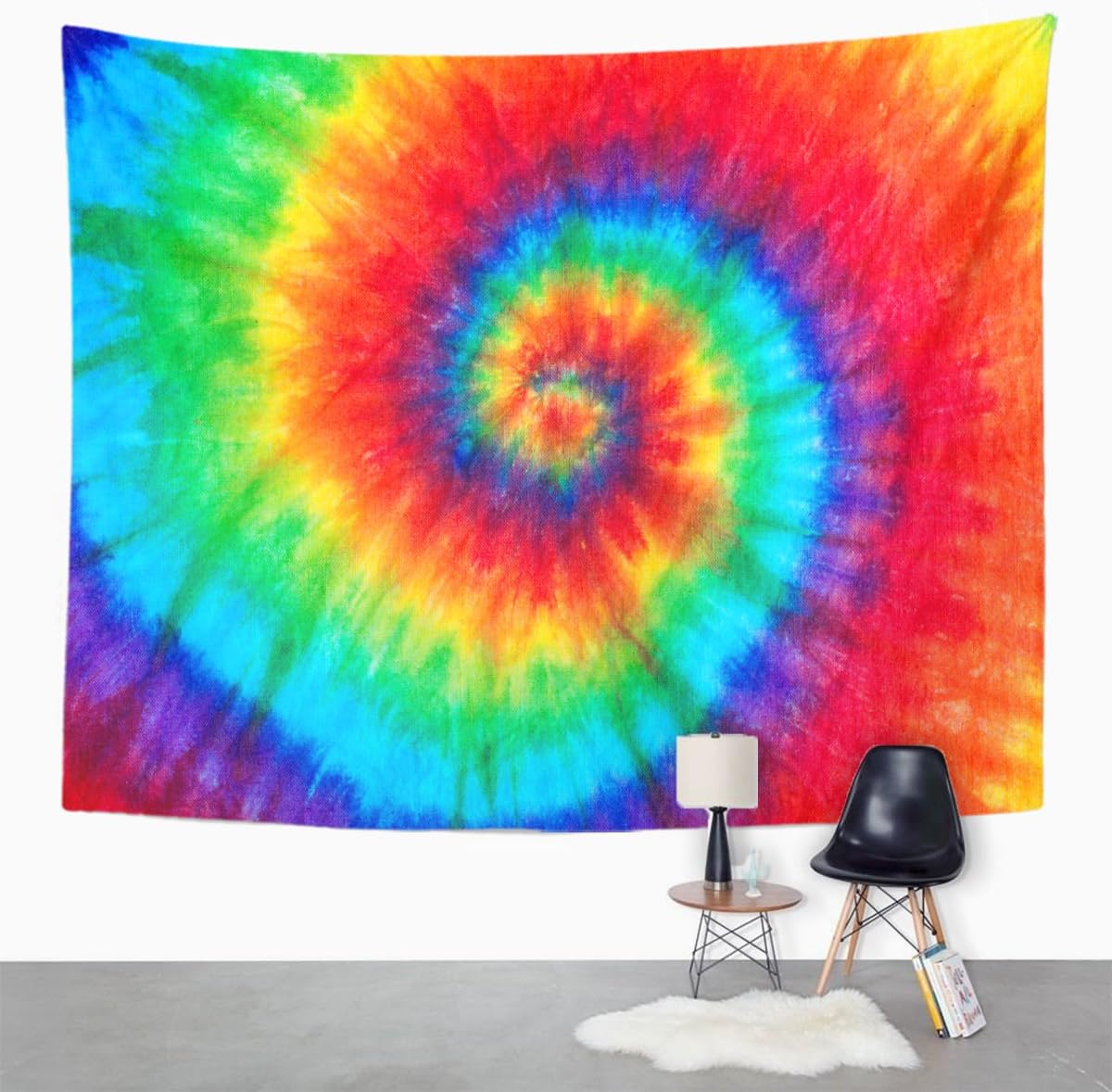 Emvency Tapestry Colorful Rainbow Spiral Tie Dye Pattern Color Dyed Batik Home Decor Wall Hanging for Living Room Bedroom Dorm 60x80 Inches