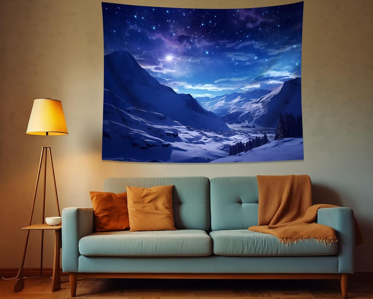 QGHOT Winter Tapestry Wall Hanging Snow Scene Backdrop Snow Mountain Wall Decor Blue Nature Landscape Snowy Large Tapestry for Bedroom Room Dorm, Extra Large