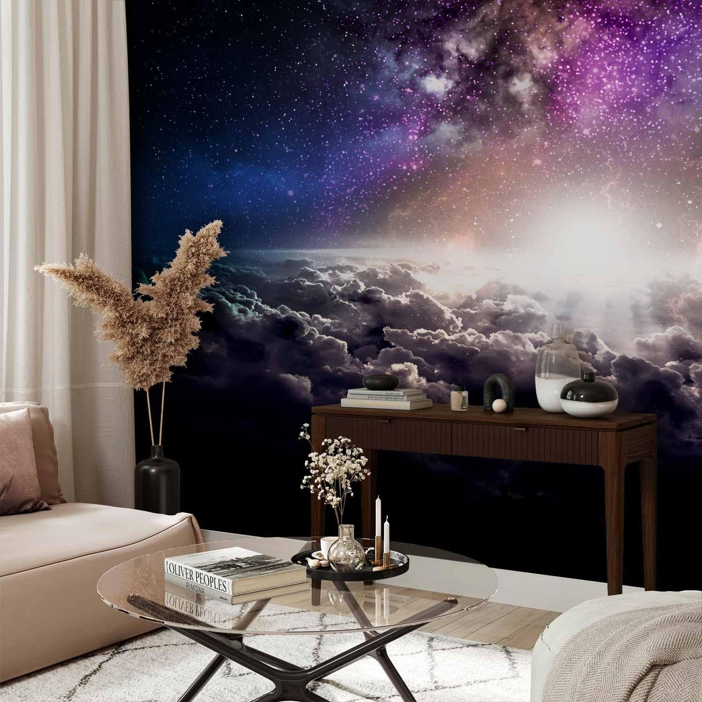 artgeist Wall Mural Galaxy 157x110 in - Non-Woven Wallpaper Fleece Wall Decor Photo Print Picture Image Design Home Mural Cosmos Sky Star Cloud Purple i-A-10009-a-a