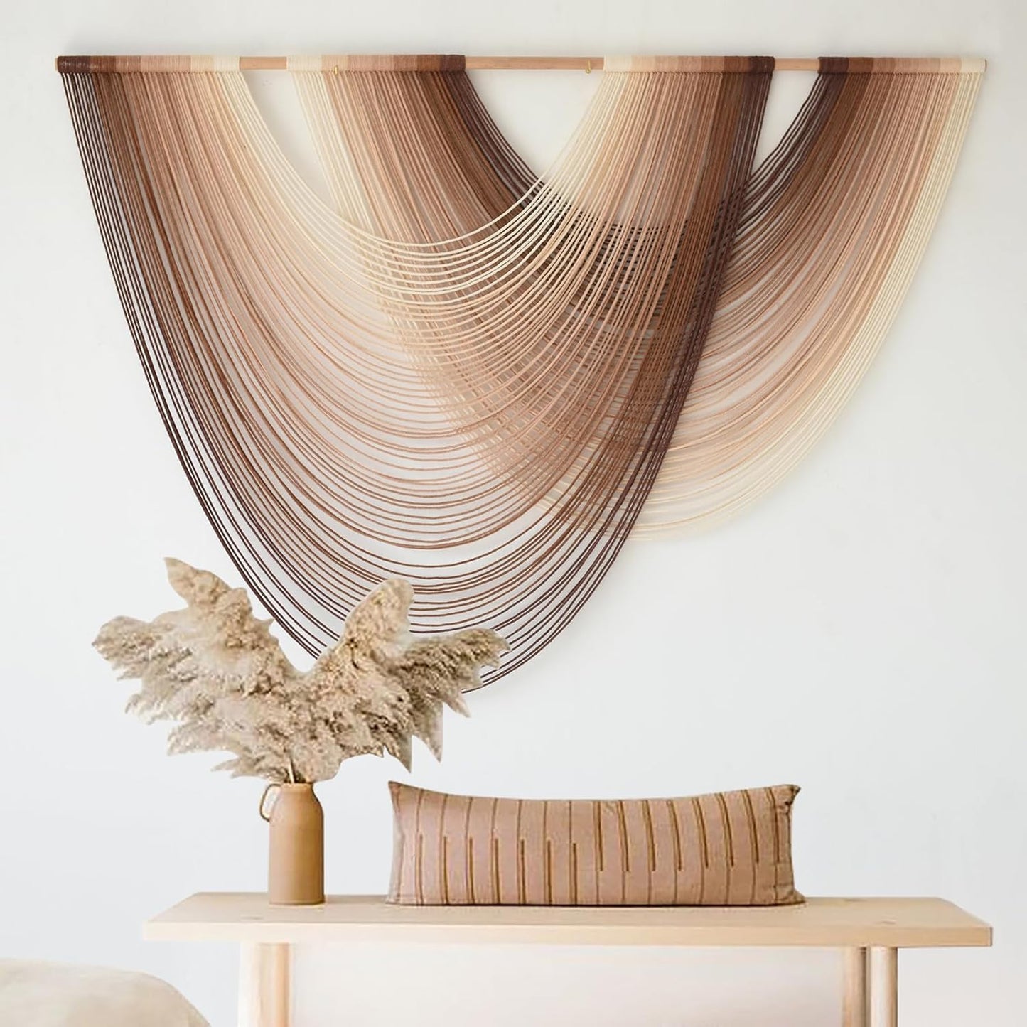 Macrame Wall Hanging Dip-Dye Boho Home Decor Fiber Wall Art Craftsmanship Bedroom Livingroom 57" W x 39" L