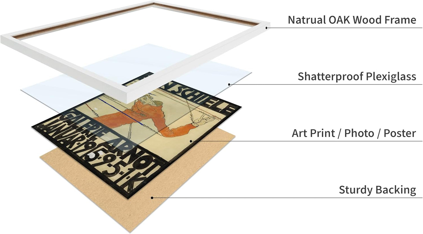 Poster Master Vintage Painting Poster - Retro Expressionism Print - Self Portrait as the Martyred St Sebastian - Gift for Artist, Friend - Wall Decor for Home, Office, 16x20 White Framed
