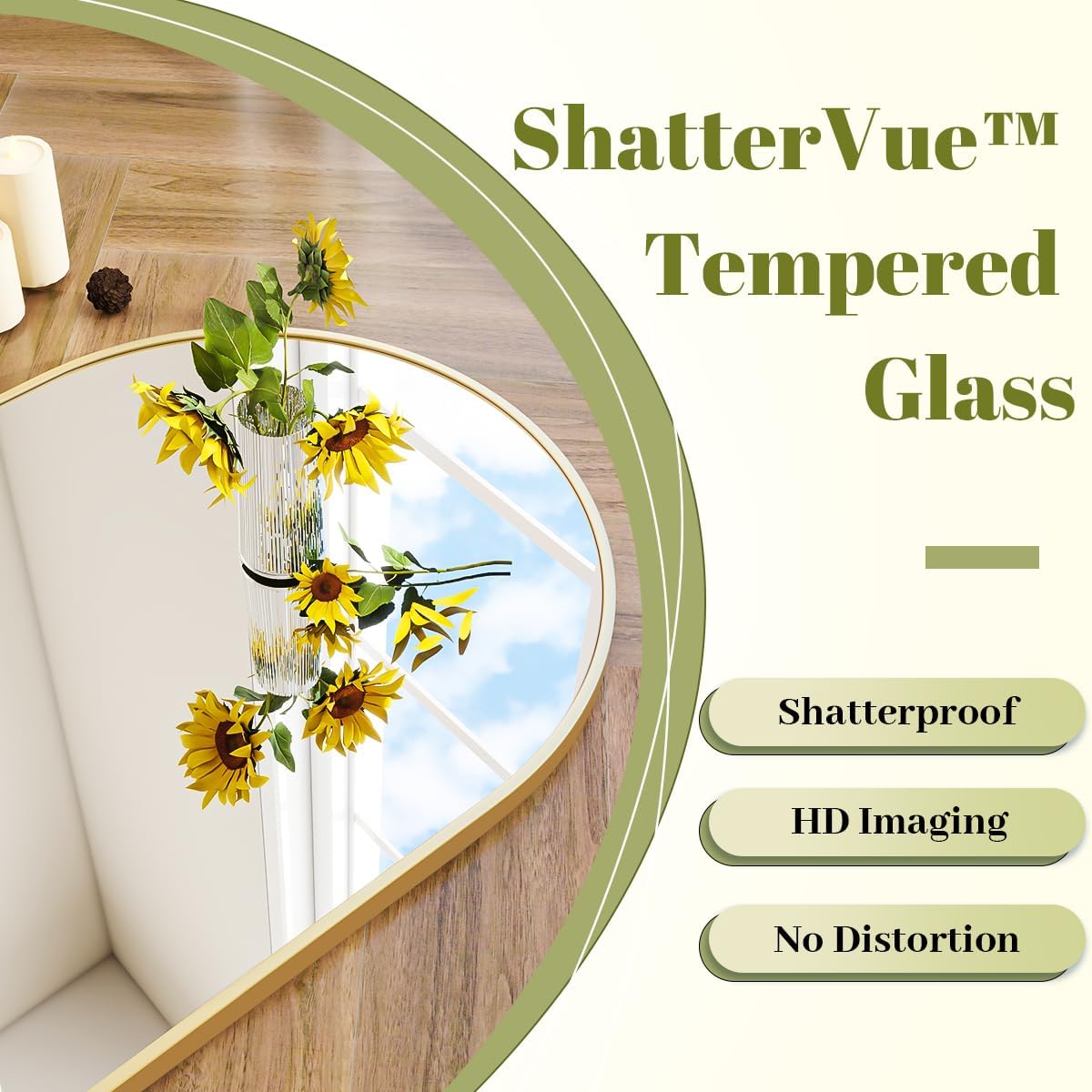 BEAUTYPEAK 24"x36" Arch Bathroom Mirror, Wall Mounted Vanity Metal Frame Mirror for Bedroom, Entryway, Living Room, Gold