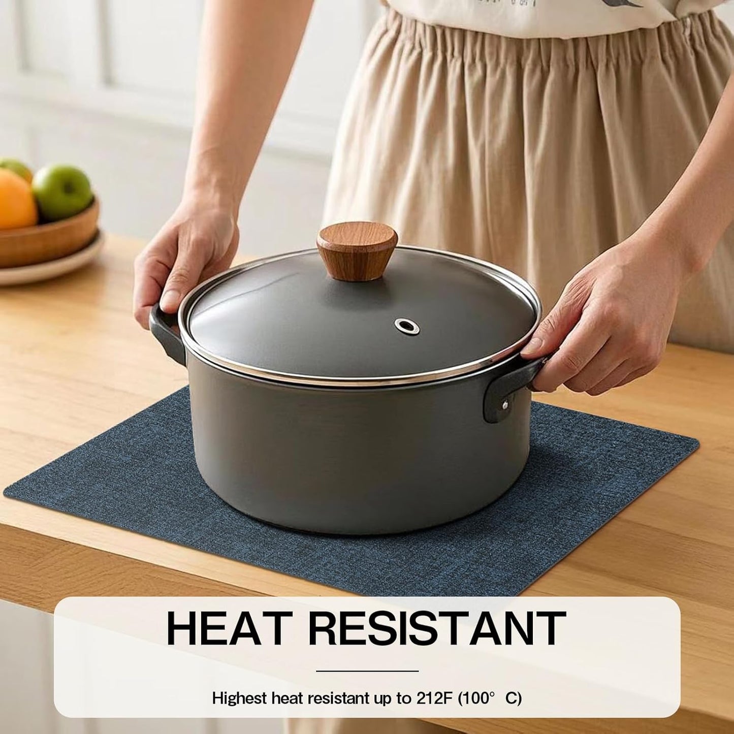 Chrysameld Vinyl Placemats Set of 6 - Faux Leather 100% Waterproof Oil-Proof Wipeable PU Place Mats, Heat Resistant Anti Slip Reversible Table Mats for Indoor & Outdoor Use,(17×12Inch, Navy Blue)