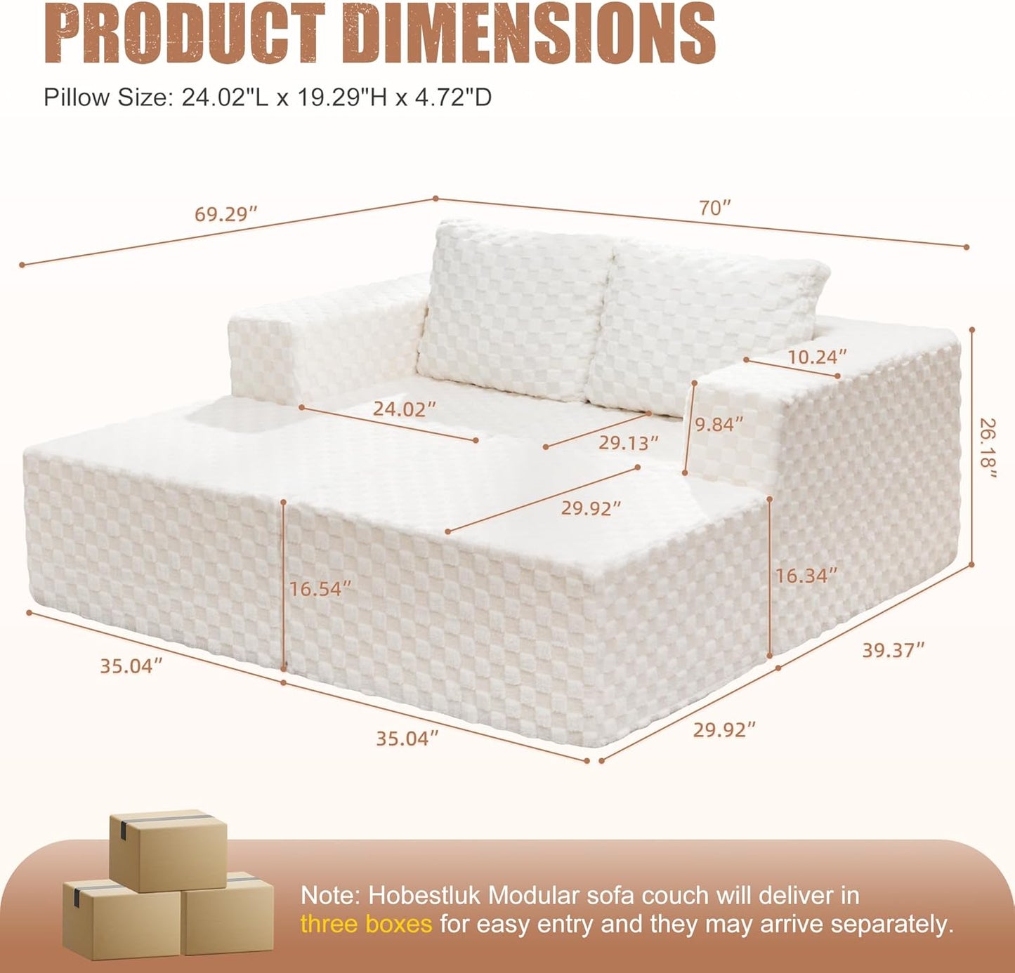 Hobestluk Modular Sectional Sofa Memory Foam Couch Sofa Bed Loveseat with Chaises Cloud Couch with Removable Cover Large Sectional Couches for Living Room (Plush White, Sofa Bed)