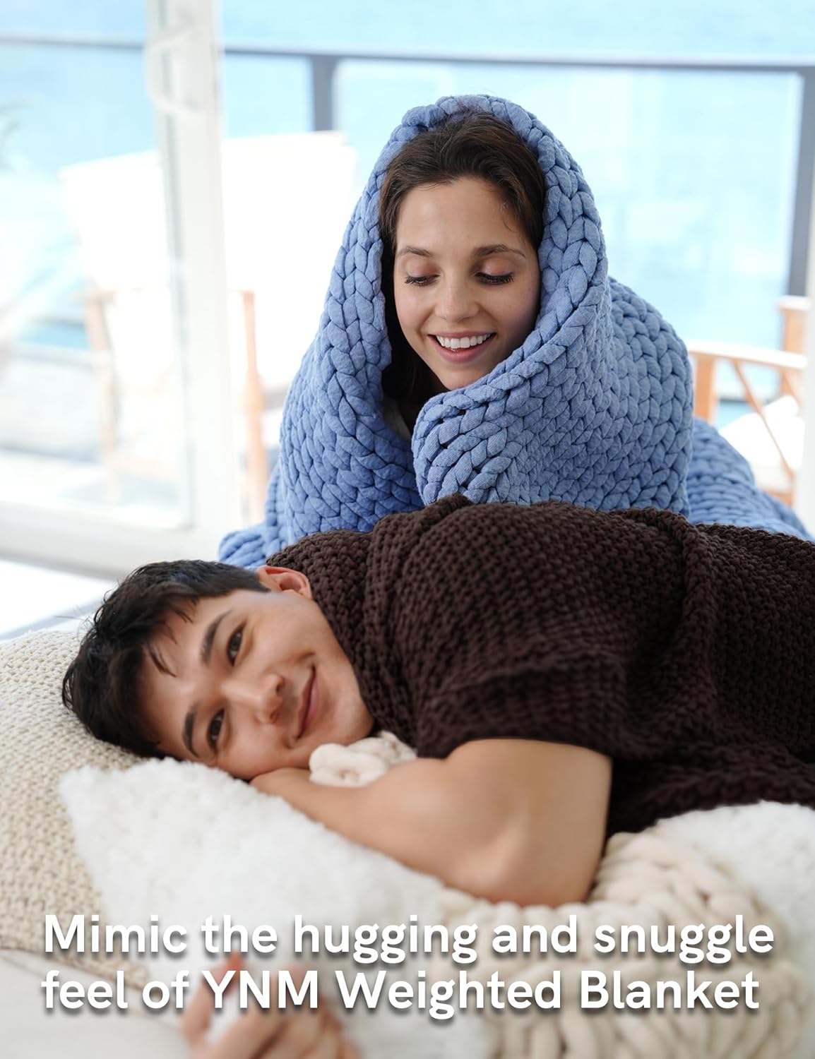 YnM Chunky Cotton Knit Throw Blanket, Cable Knit Throws for Bed Couch Sofa, Comfy & Relaxing, Decorative Piece for Farmhouse Modern Boho Rustic Scandinavian Chic Vibe, Chocolate Brown 50x60 Inches