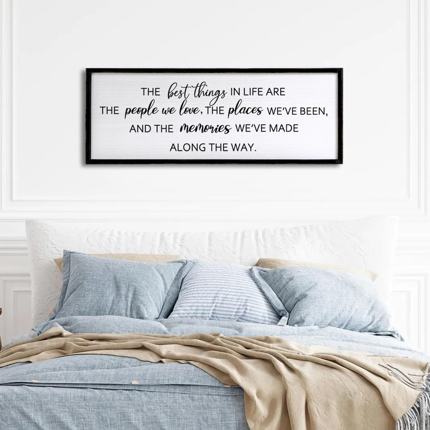 The Best Things in Life Framed Wall Art, 40''×15'' Rustic The Best Things in Life Sign for God Jesus Christ Prayer, Horizontal Holy Inspirational Family Home Decor