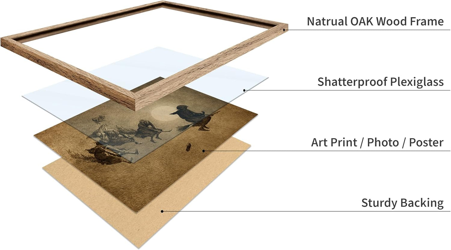 Poster Master Vintage William Holbrook Beard Poster - Retro Occult Print - Gift for Gothic, Horror Fan - The Witches Ride, Pagan, Goth, Magic - Wall Decor for Bedroom, Dorm, 11x14 Beige Framed