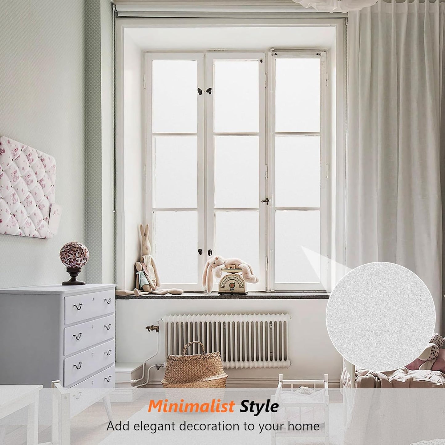 Kromapolis Window Privacy Film Frosted Glass Window Film, Heat Blocking Privacy Film for Glass Windows, Static Cling Non-Adhesive Frosting Window Stickers for Door Home (Frosted, 35.4 x 157.4 inch)