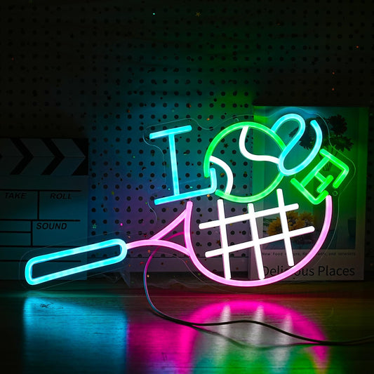 I Love Tennis Neon Sign Distinctive Tennis Led Neon Light for Wall Decor Dimmable USB Tennis Neon Signs Light Up Sign for Gymnasium Club Sports Store Bedroom Gifts(12.6 * 16.5In)
