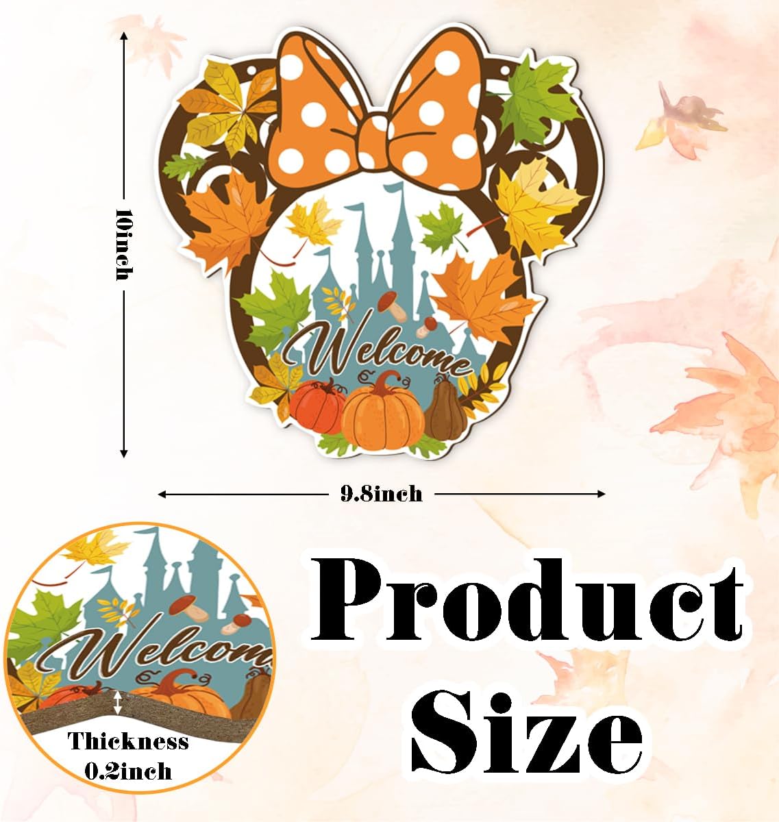 Fall Mouse Welcome Door Sign, Wooden Maple Leaves Mushroom Hanging Decor for Front Door, Fall Wood Wreath Wall Decor for Autumn Harvest Thanksgiving Home Decorations, Housewarming Gift