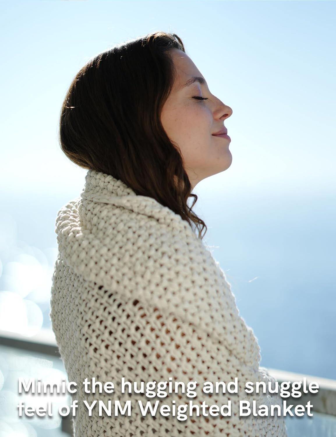 YnM Chunky Cotton Knit Throw Blanket, Cable Knit Throws for Bed Couch Sofa, Comfy & Relaxing, Decorative Piece for Farmhouse Modern Boho Rustic Scandinavian Chic Vibe, Cream White 40x50 Inches