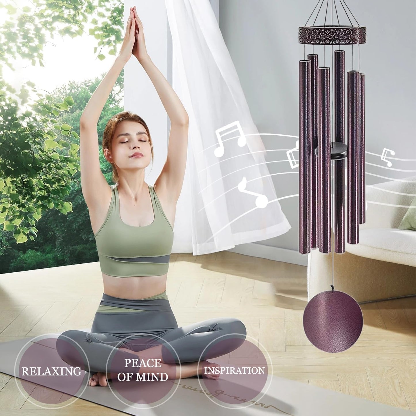 Large Wind Chimes with 6 Heavy Tubes for Outside Deep Tone - 48" Wind Chimes Outdoor Clearance, Deep Tone, Windchimes Outdoors, Memorial, Sympathy Gift, Garden Patio Yard, Home Decorate-Bronze