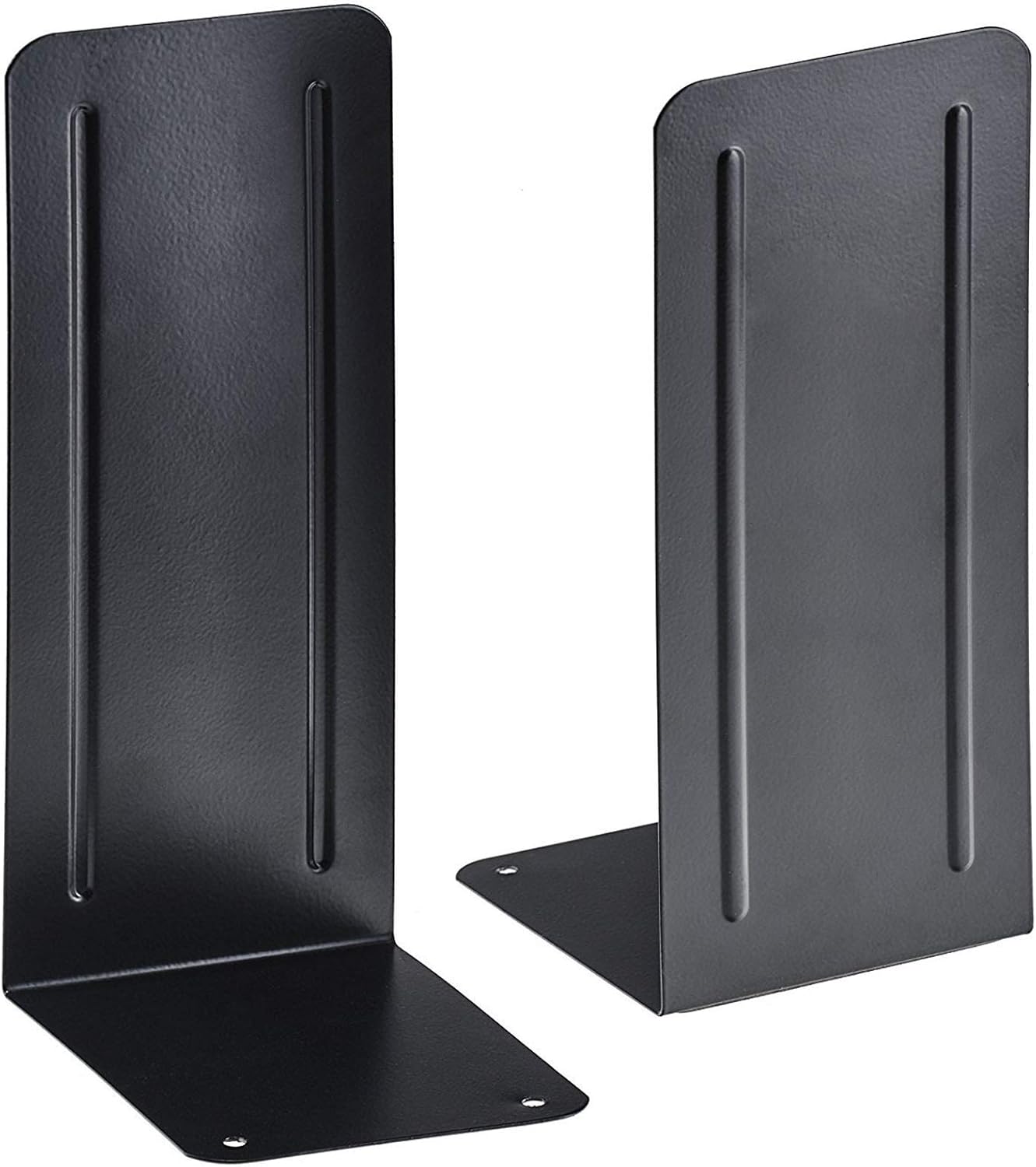 Acrimet Metal Bookends, Jumbo Size 9" H x 4" W x 4-1/2" D, Non-Skid Book Stand for Shelves, Heavy Duty Book Stopper, Black, 1 Pair