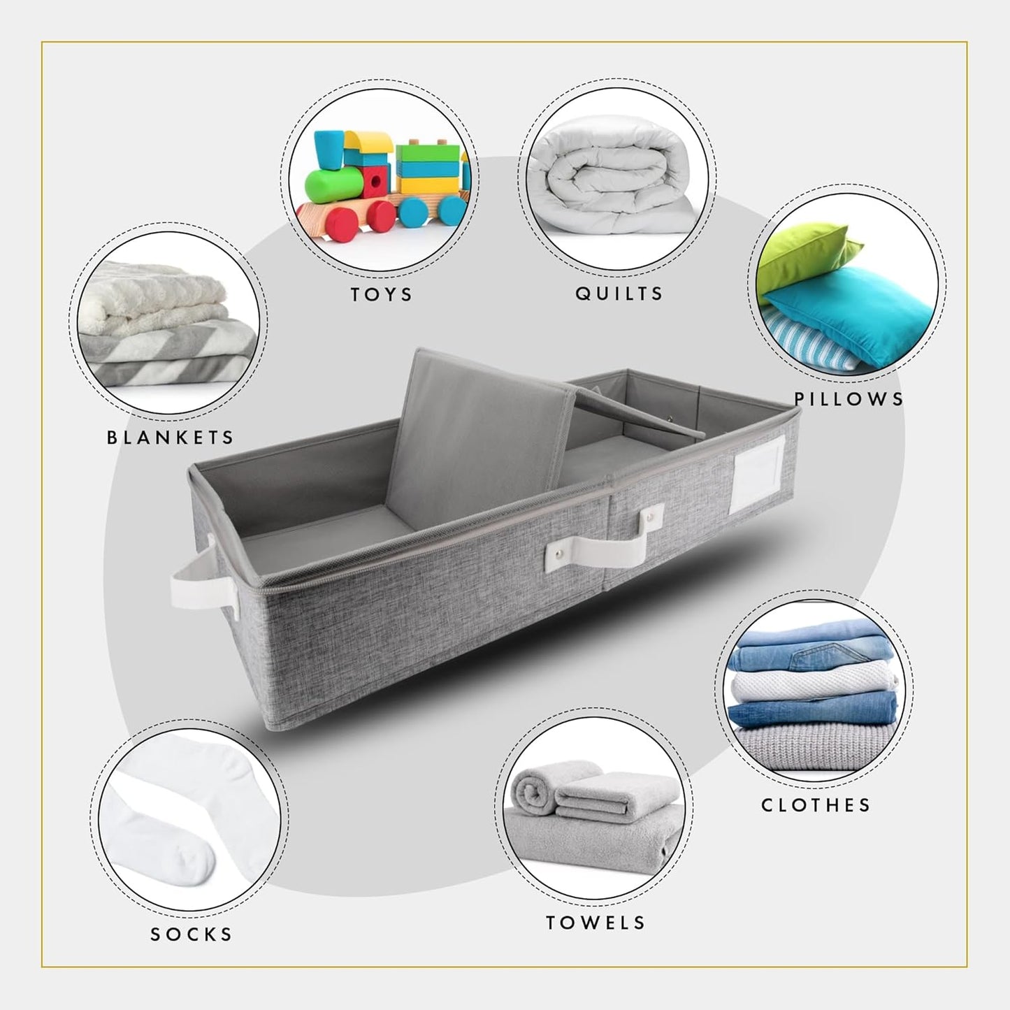 HOMELUX THEORY 1pc Under Bed Storage Containers, Bedroom Under the Bed Drawer Storage Organizer with Bins and Lids, Large Underbed Clothes Storage Box Ideal for Blanket, Fabric, & Shoes (LightGray)