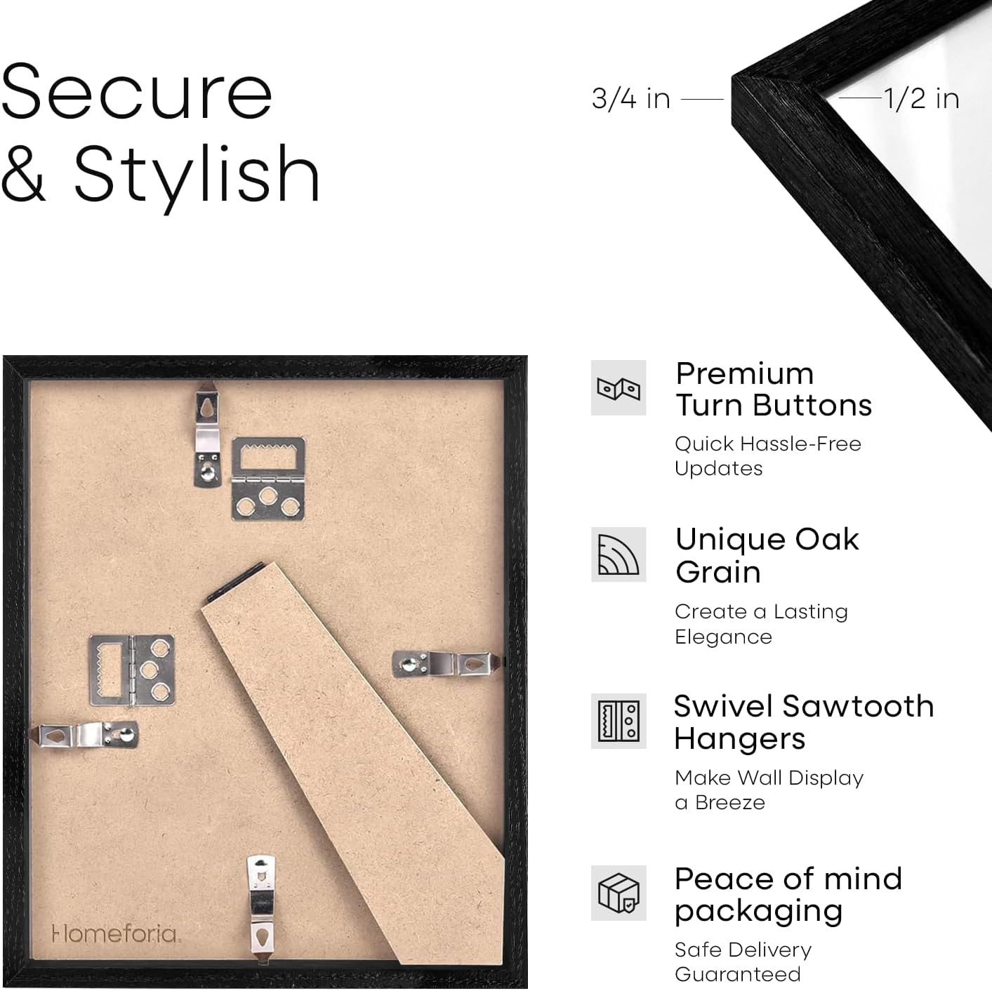 Homeforia 5x10 Business License Frame Black, High End Oak 5 x 10 Black Wood Document Certificate Frame with Mat 4x9, 10x5 Wooden Picture Frames for Wall or Tabletop, Tempered Glass, Wall Kit, Set of 1