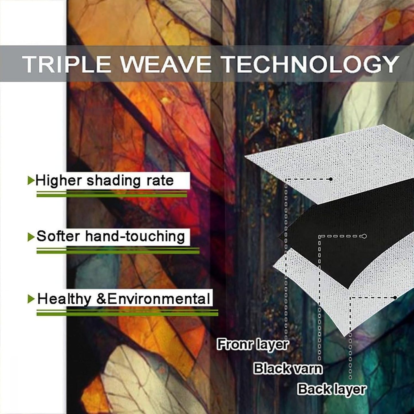 Stained Glass Curtains,Vintage Magical Colorful Abstract Art Home Decor Drapes for Bedroom Living Room Kitchen Window Treatment 2 Panels Set Total Size 42" W X 54" L Inch