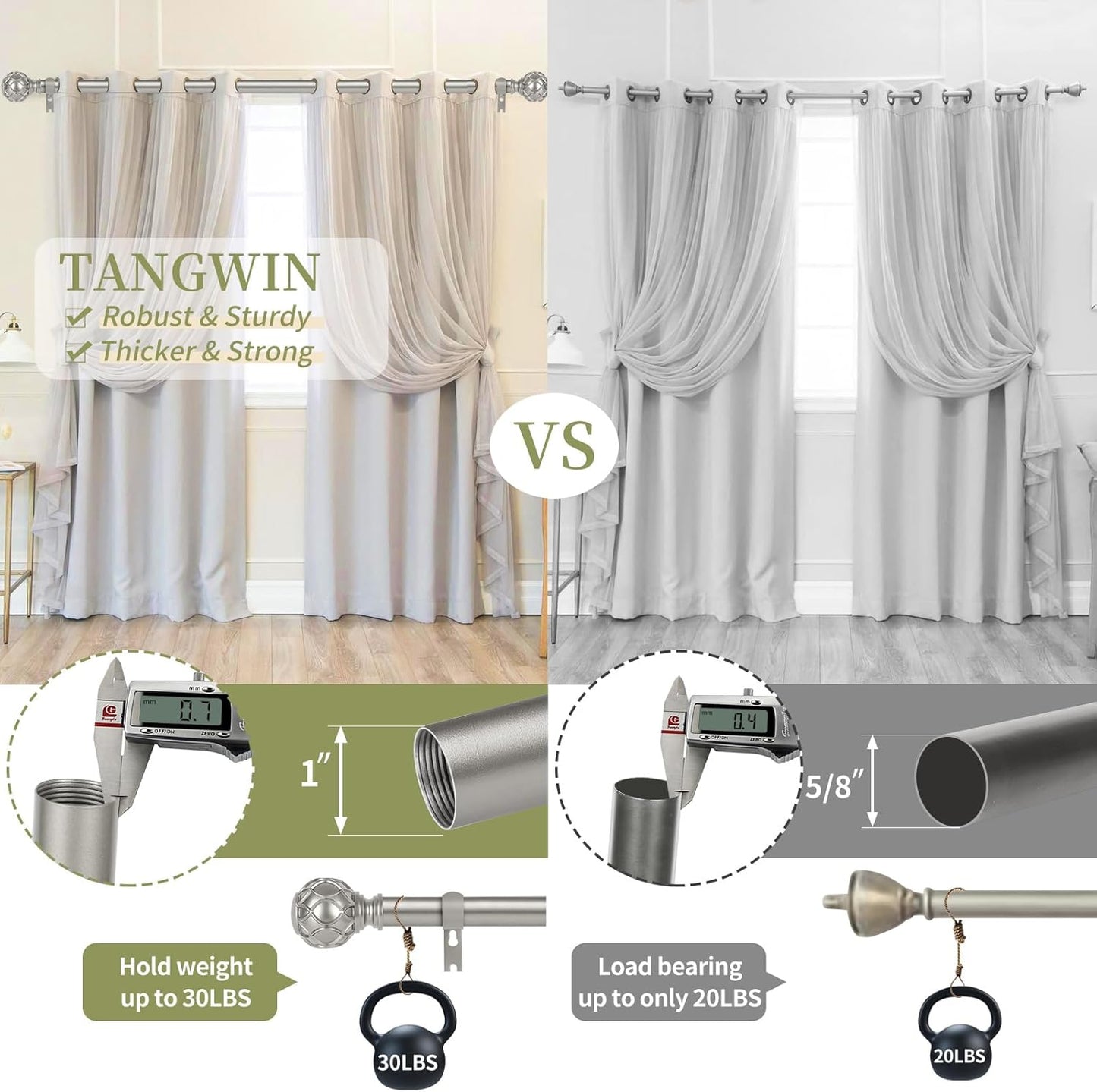 Silver Adjustable Curtain Rods for Windows:72-144" Farmhouse Heavy Duty Long Curtain Rod for Bedroom Living Room,Boho Decorative Rustic Drapery Rods with Vintage Coastal Finials,Antique Silver