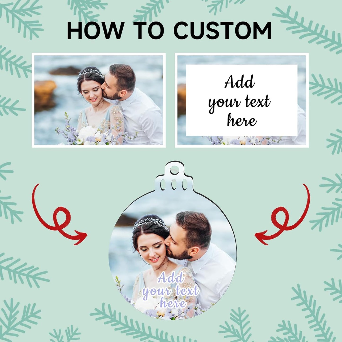 Personalized Christmas Ornaments 2025, Wood Custom Photo Text Hanging Ornament Customized Christmas Tree Decorations Gift for Family, Kids, Friends, Couples, Wedding