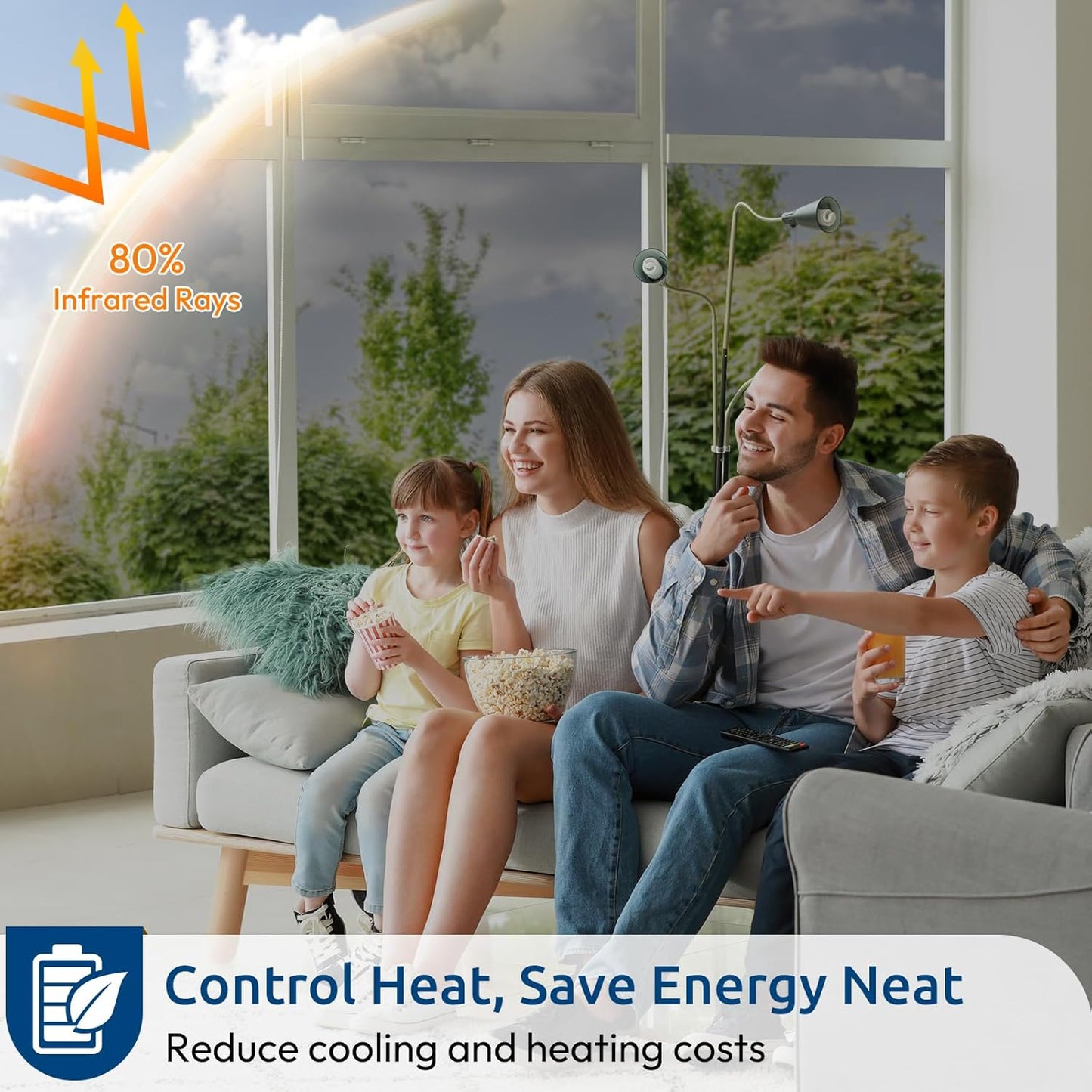 rabbitgoo Window Privacy Film One Way Window Tint for Home, Removable Reflective Heat Sun Blocking Anti UV Glass Door Covering, Mirror Tinting Film House Office, 23.6 in X 9.8 Feet, Silver