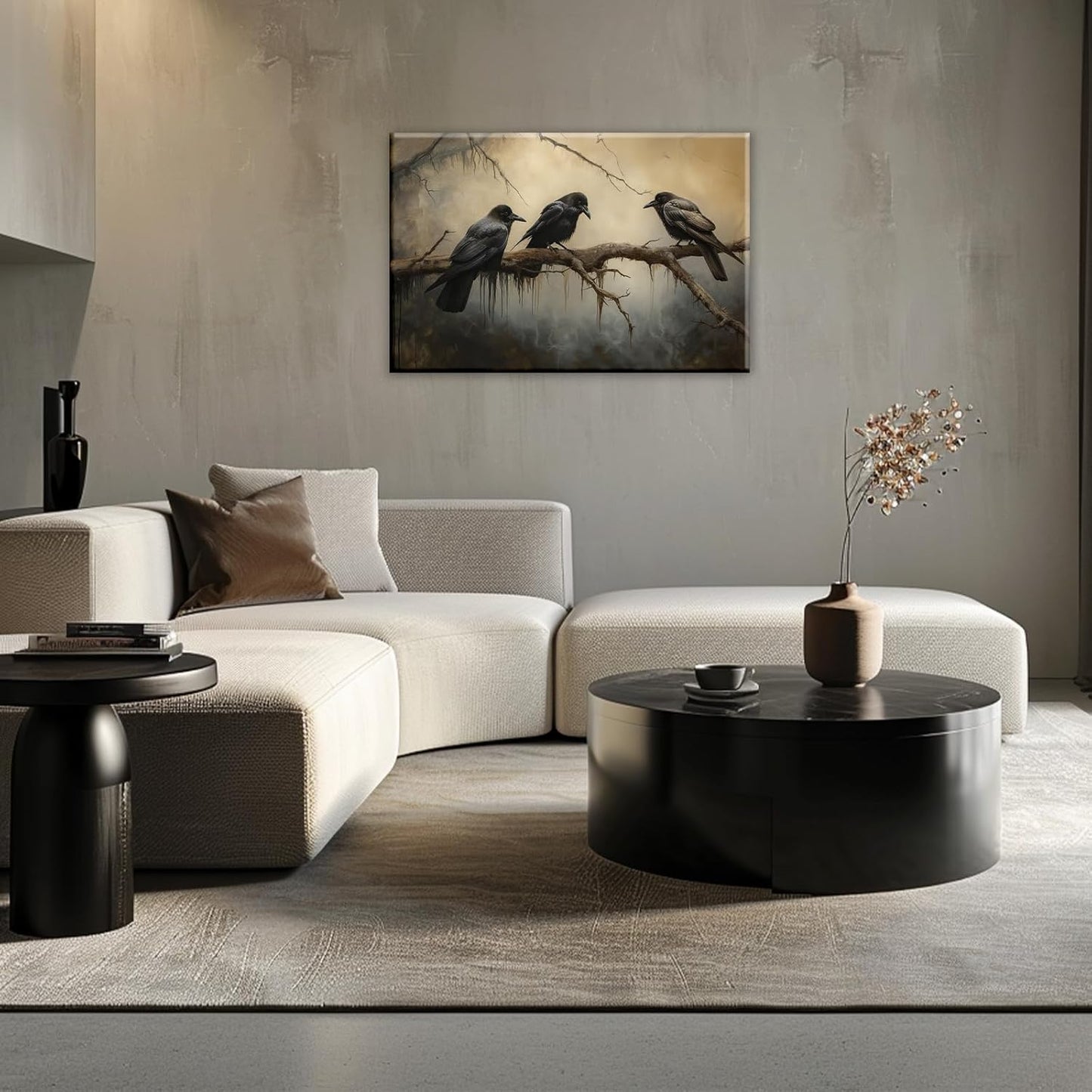 OAAPITI Halloween Decor Vintage Crow Wall Art Retro Art Poster Creepy Raven Picture Print Horrid Cemetery Painting Artwork Home Wall Decor(Artwork-4,16"x24")