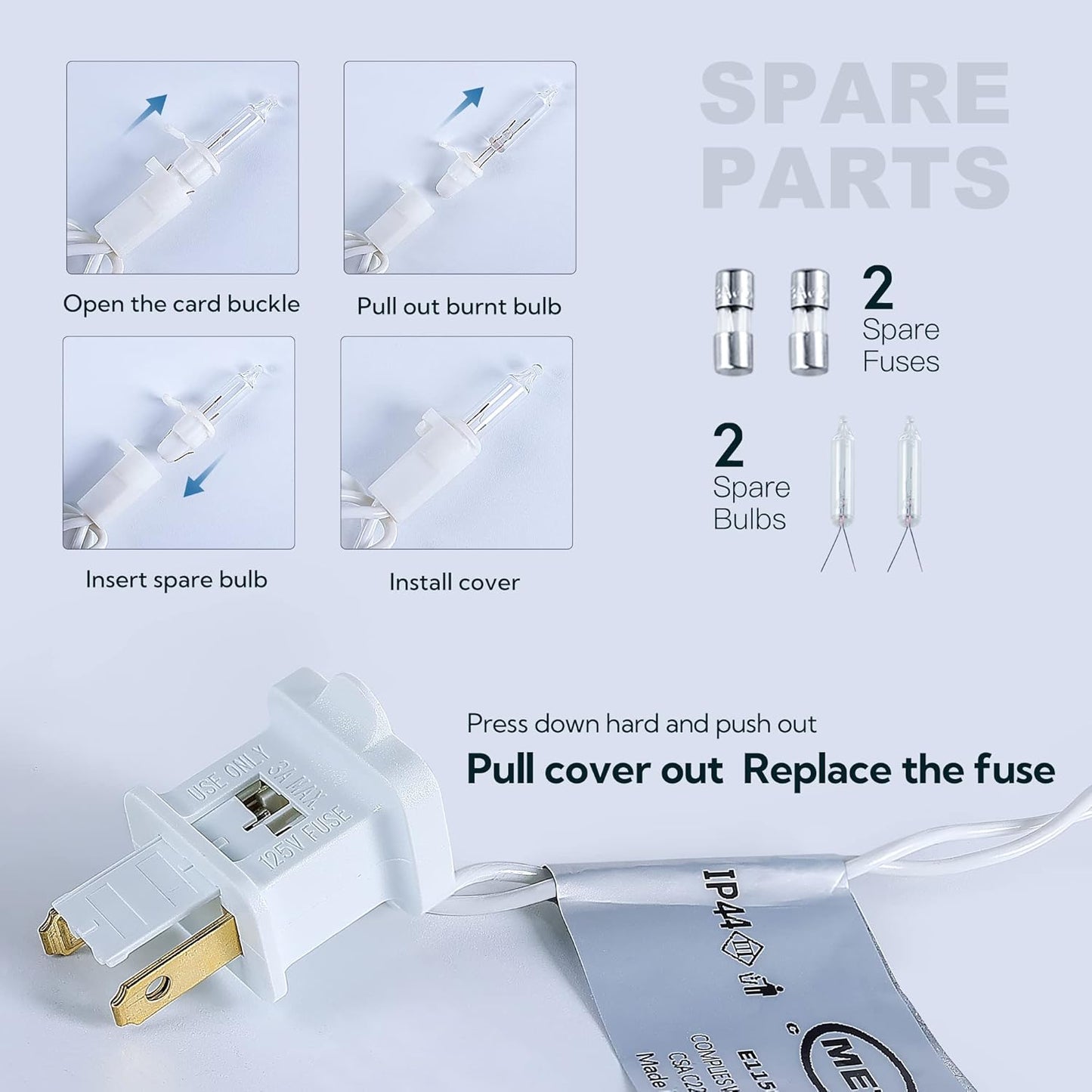 Clear Christmas Lights Set with White Wire,50Count 13Feet Incandescent Bulb Mini String Lights for Indoor Christmas Tree Garland Birthday Wedding Party Festival Decoration, Warm White