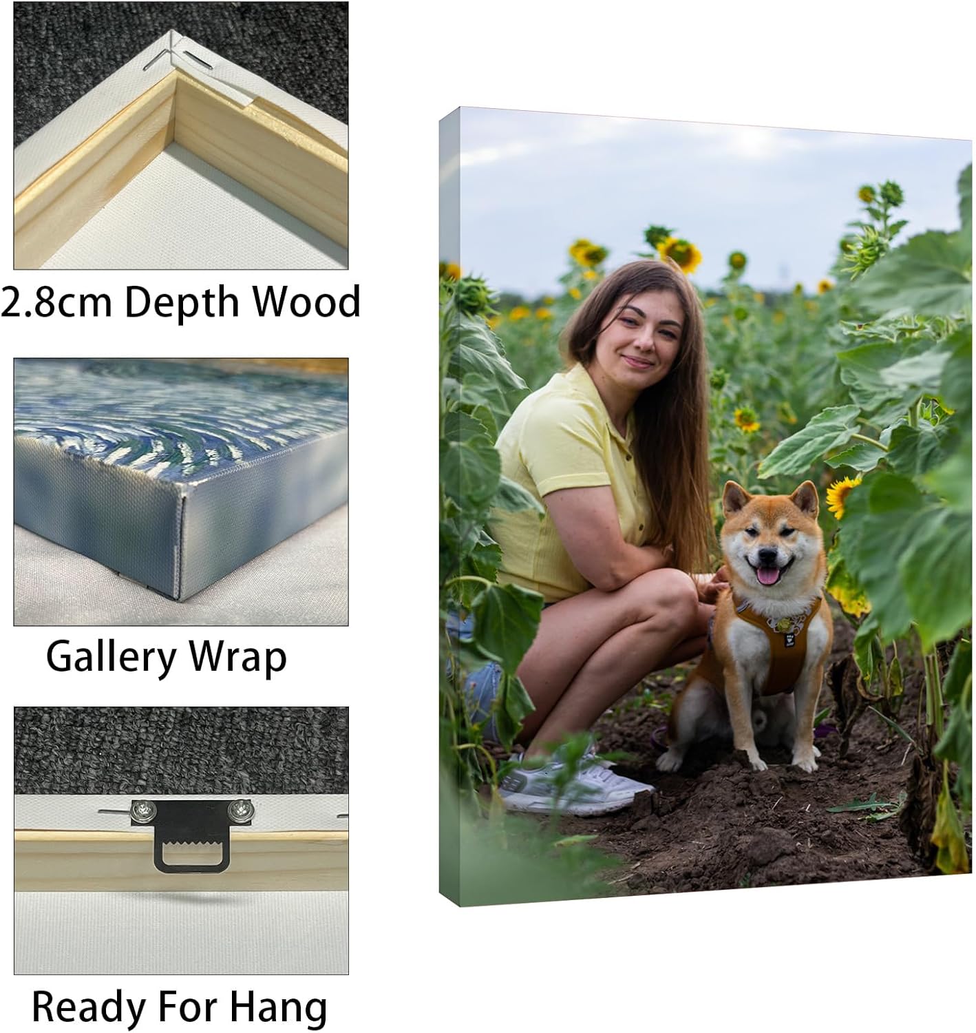 Custom Canvas Prints with Your Photos Framed Canvas Customized Wall Art Personalized Canvas Pictures for Pet/Family Gifts for Mom/Men/Women 8 x 10