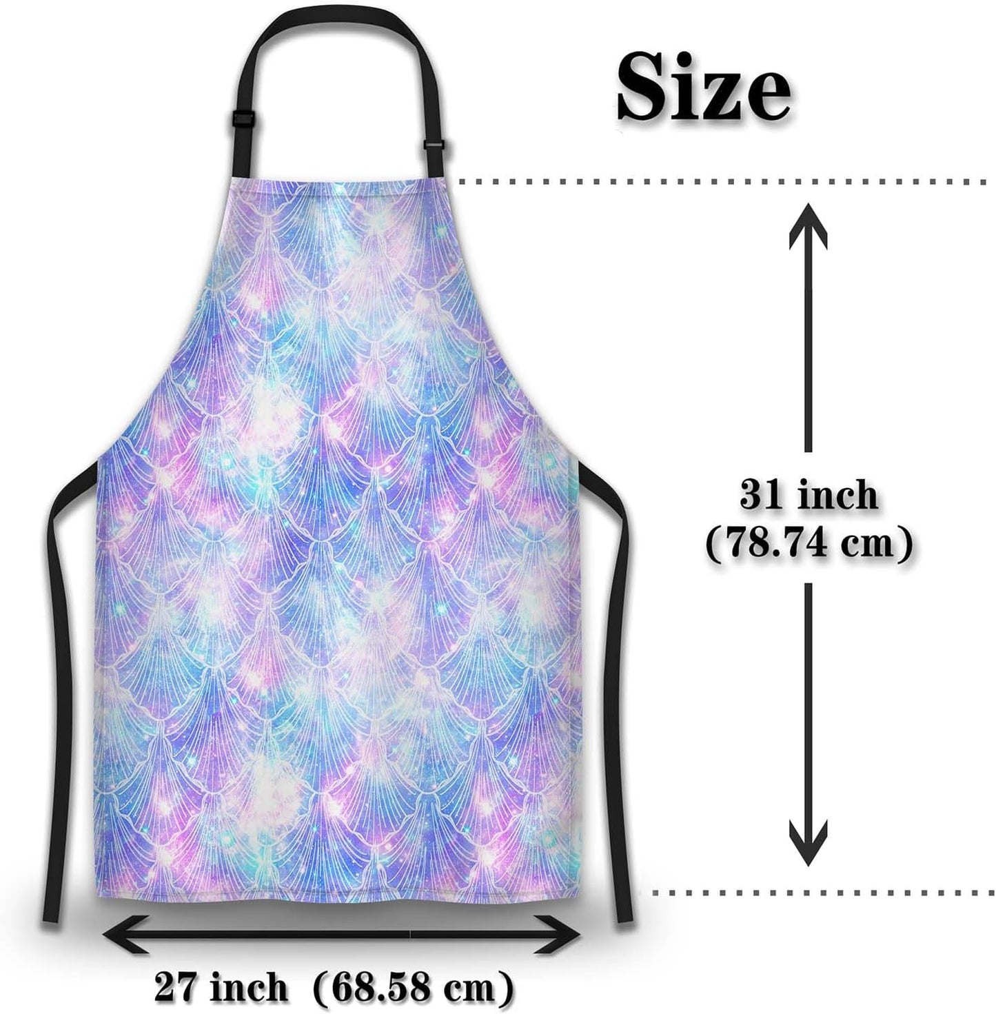 Garden Apron for Men Mermaid Galaxy Vintage Aprons for Women for Kitchen Cooking Restaurant BBQ Painting Crafting Gardening 27” (W) x 31” (H), Waterproof Aprons