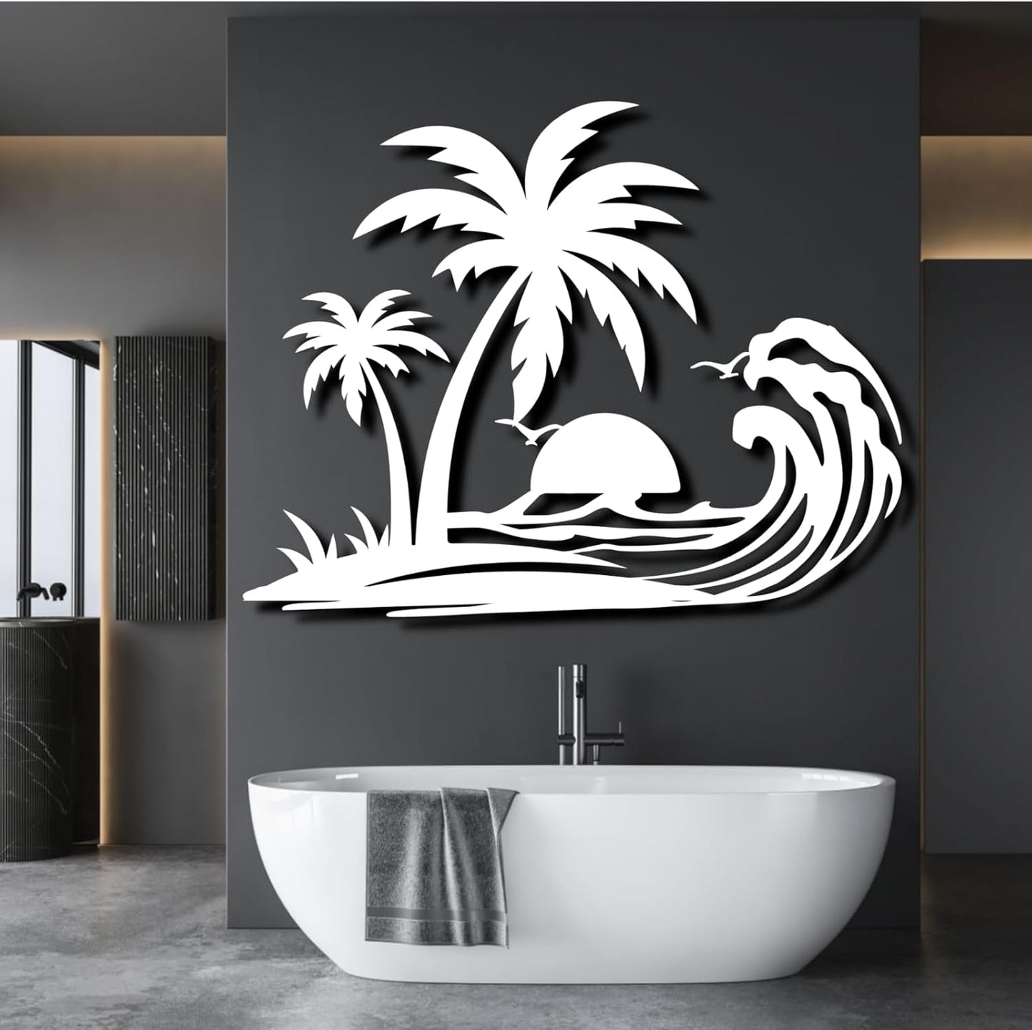 Palm Tree Metal Wall Decor,Palm Tree Metal Wall Art,Metal Palm Tree,Metal Palm Tree Wall Decor,Tropical Metal Wall Art,Beach Wall Decort,Metal Wall Decor (style 1,black,28 L" x 22 W" / 70 x 55 cm)