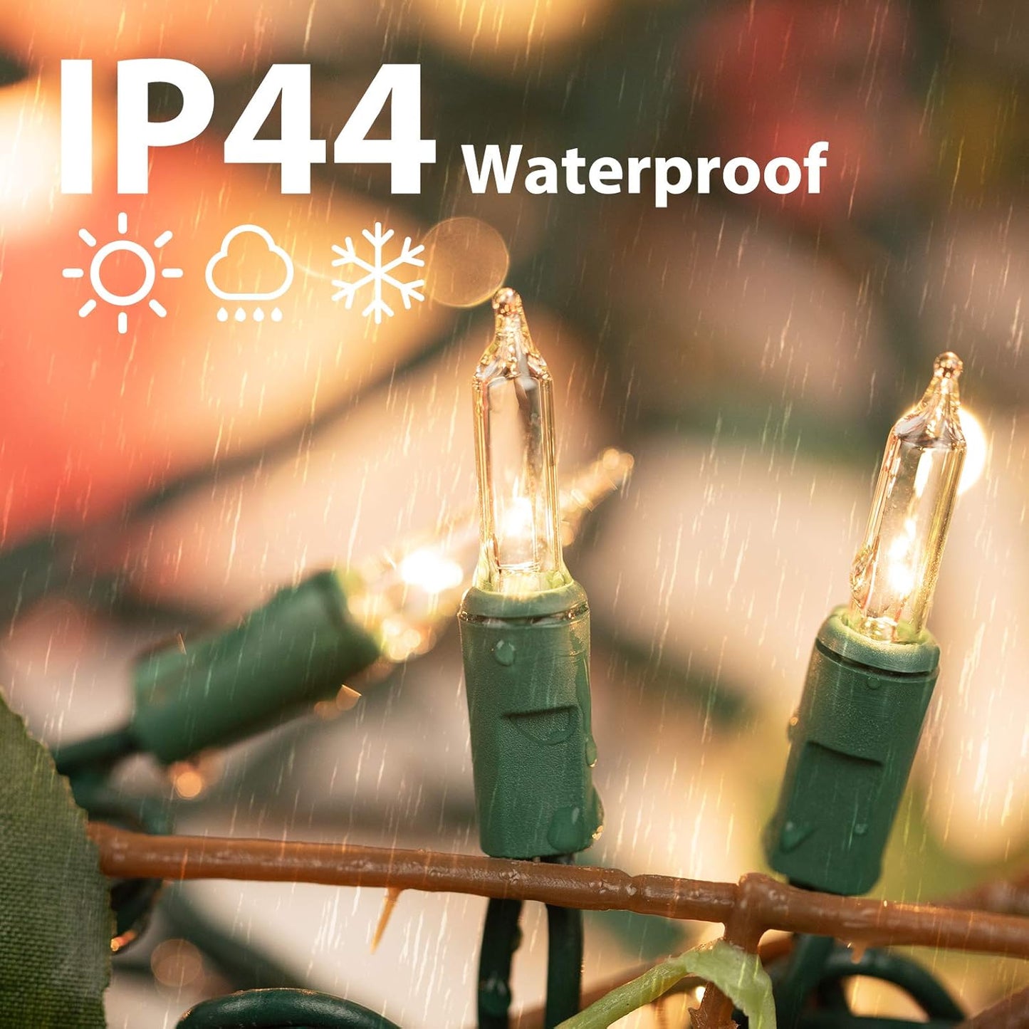 Clear Christmas String Lights 3 Pack 25 Feet 100 Counts Warm Mini Lights for Christmas Indoor Outdoor Patio Wreath Garden Wedding Party Thanksgiving Holiday Decorations, Green Wire