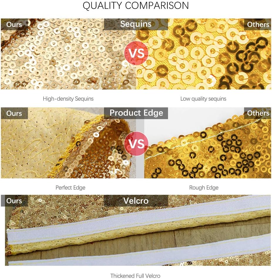 Christmas Tree Skirt 24 Inch Gold Sequin Tree Skirt Small Tree Skirt for 4 Foot Tree Christmas Decorations