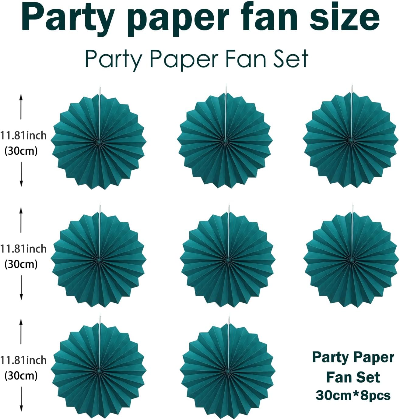 Green Birthday Decorations,DIY Green Paper Fans Hanging Decoration ,Party Supplies Party Fans 12in, Cactus Party Decorations,Wedding Graduation Events Accessories 30 Color DIY Set (Blackish Green)