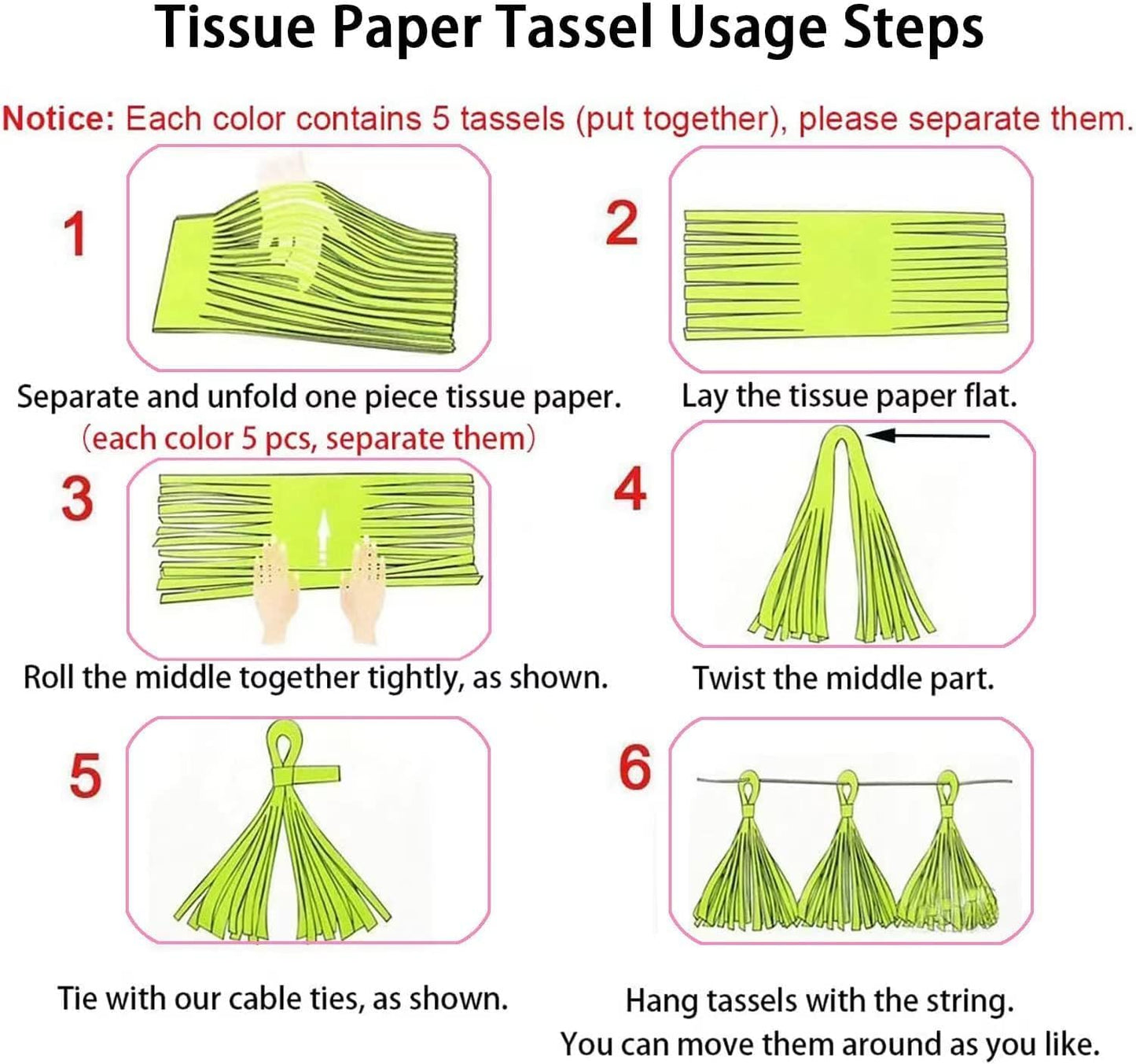 Green Party Decorations,Green Dark Green and Light Green Paper Tissue Tassel Garland Banner,15 Pcs