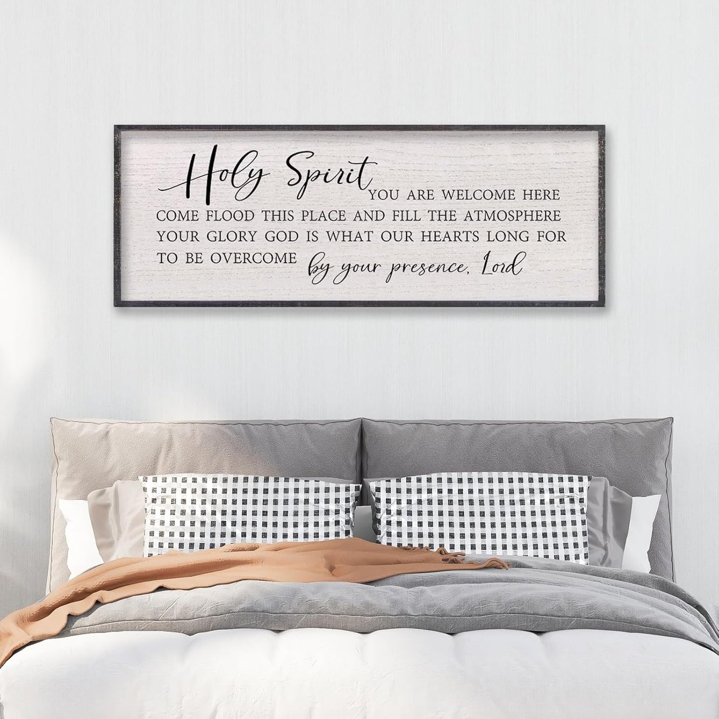 LuZhiQiang Holy Spirit You are Welcome Here Wall Decor 40"X15" Quote Christian Bible Verse Scripture Religious Art Wall Sign (Black)