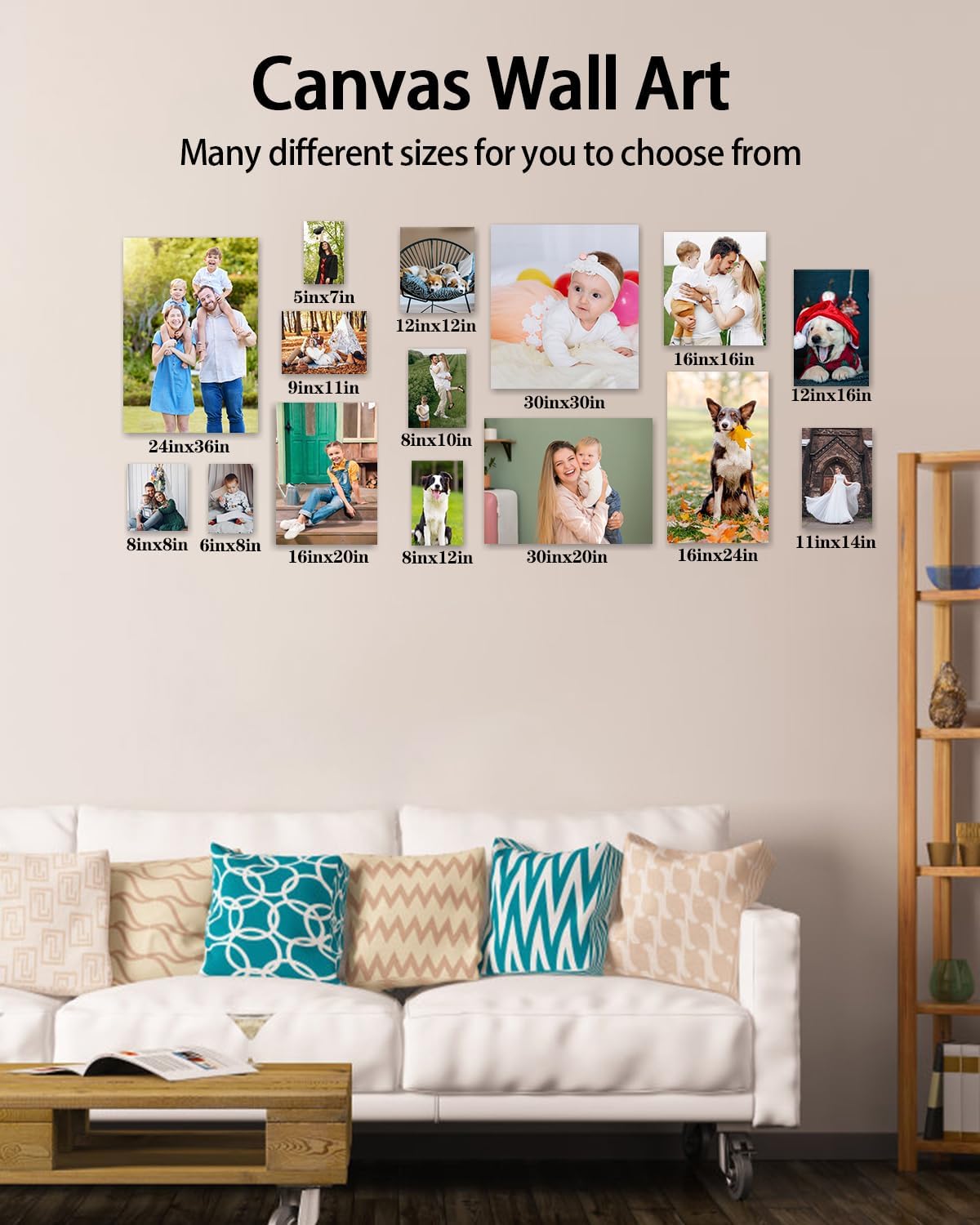 AbcCustomize Canvas Prints with Your Photos，Custom Canvas Wall Art for Bedroom, Living Room, Farmhouse Decor，Personalized Gifts Canvas Prints for Family，Friend，Lover，Pet