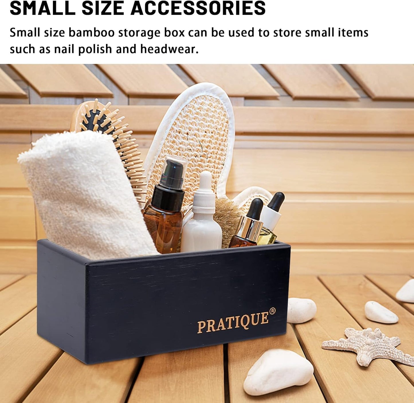 Bamboo Drawer Organizer - Kitchen Utensil Organizer Silverware Tray Cutlery Holder，Office Desk Supplies and Accessories,5.9 * 3 * 2.6inch,Black