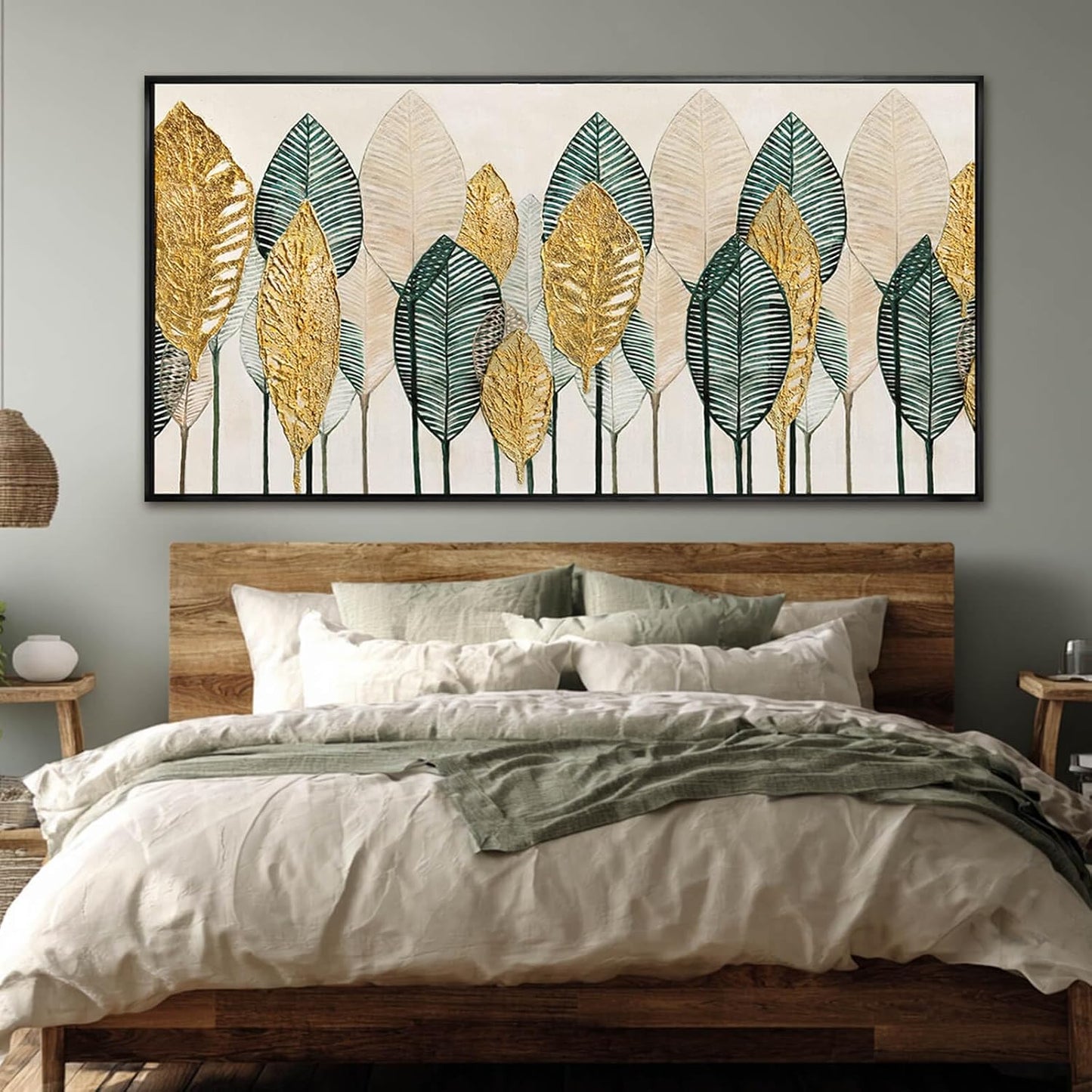 CHUDANHAO Vintage Wall Decor Gold Foil Wall Art Abstract Home Decorations Textured Artwork for Walls 24"x48" Pictures for Bedroom Office Art