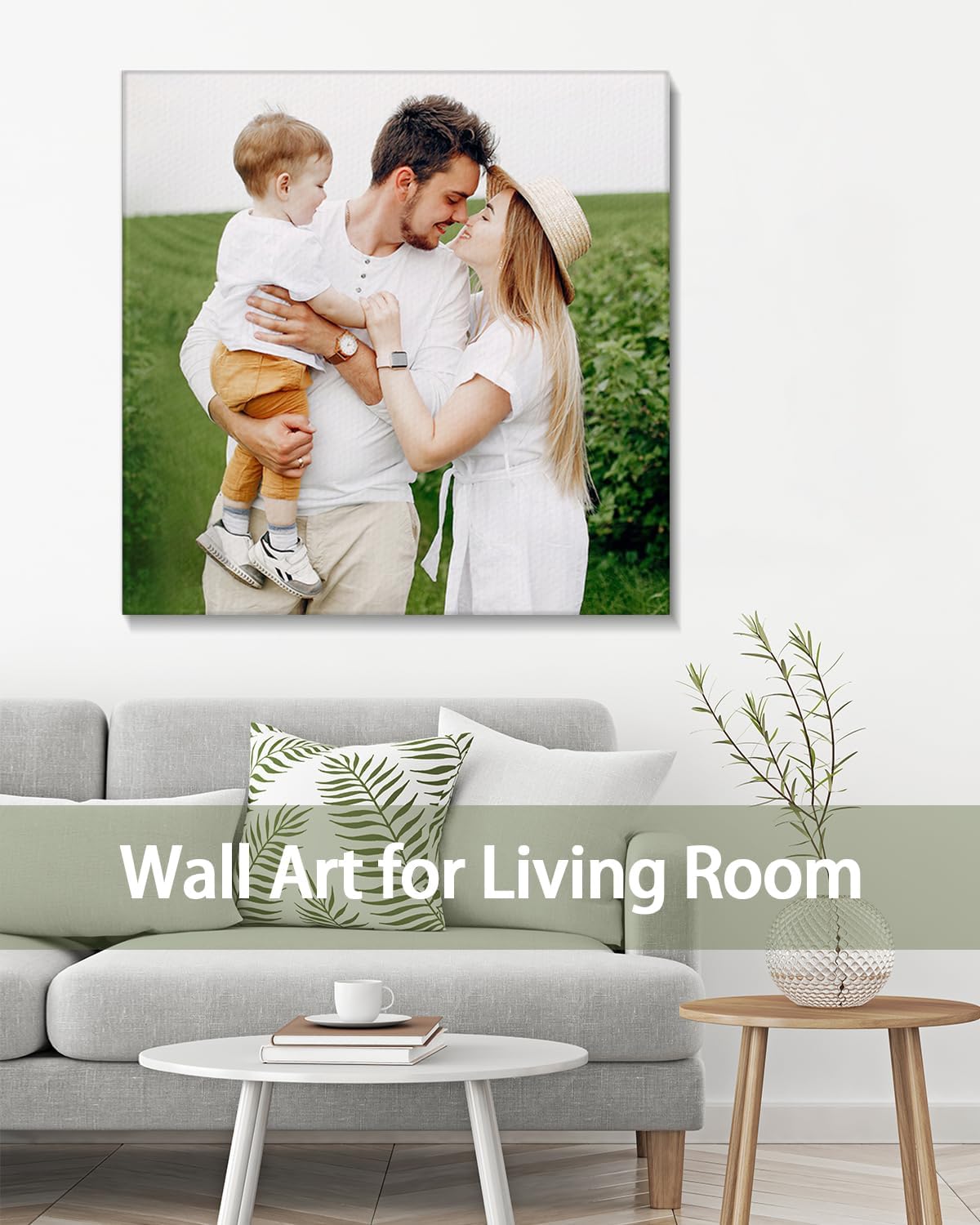 Personalized Custom Canvas Wall Art, Custom Canvas Prints with Your Photos for Living Room, Bedroom, Wedding Pet Baby Family Photo Framed Wall Art, Customized Photo Gift for Family，Friend，Lover，Pet (32L" x 32W")