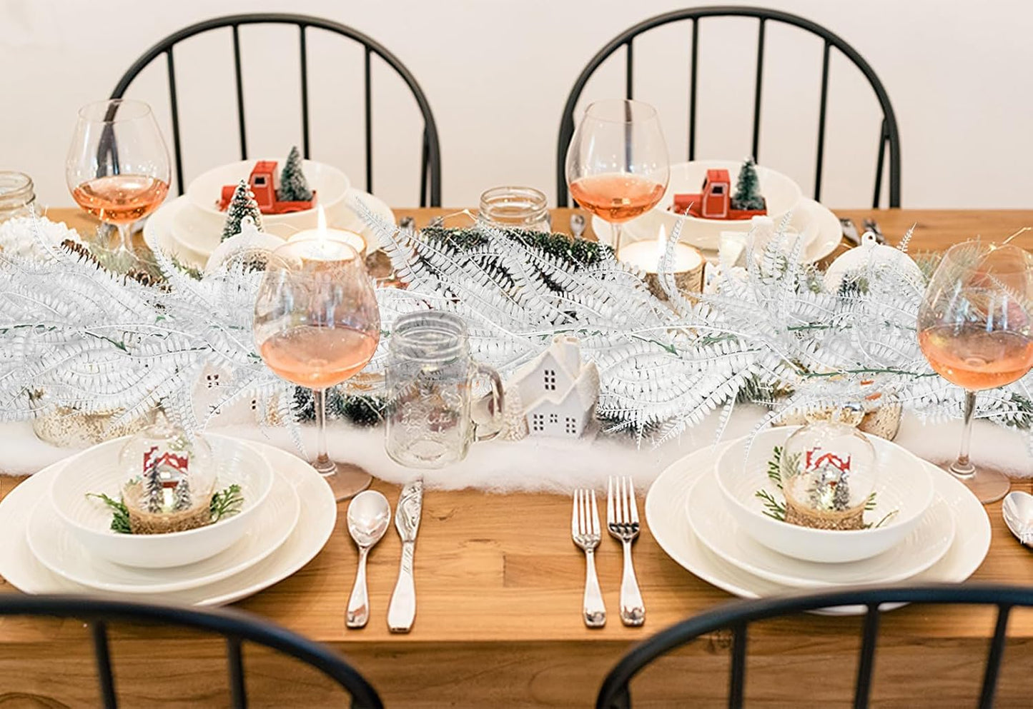 RECUTMS 2pcs Artificial Garland Faux Hanging Boston 6FT Fern Garlands Fake Greenery Ferns Plants for Halloween Thanksgiving Wedding Indoor Outdoor Party Wall Door Frame Fireplace Decor(White)