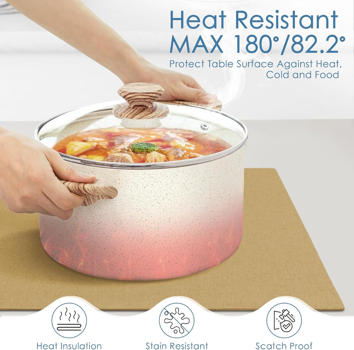 MANSPHIL Brown Christmas Placemats Set of 4 - Farmhouse Snowflake Cotton Faux Linen Cloth Place Mats Heat Resistant Washable Table Mats for Dining Kitchen - 13x19 Inch