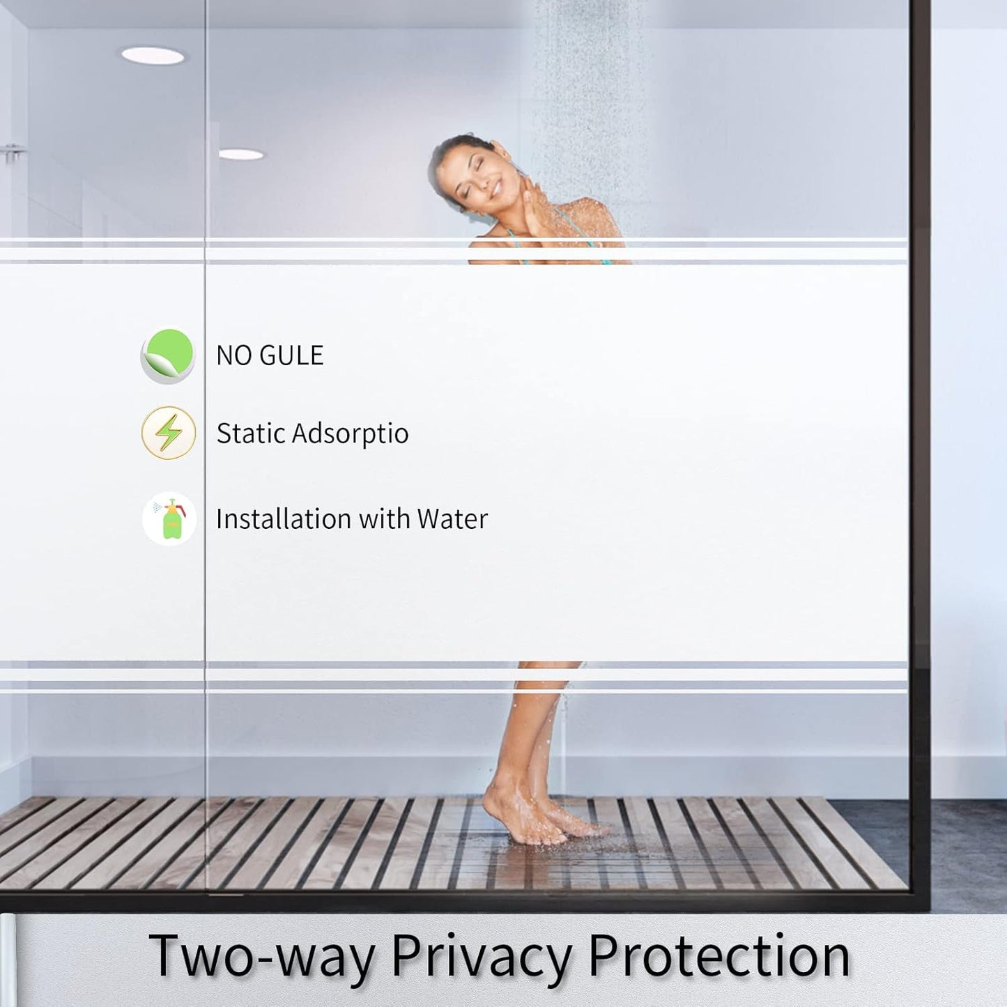 Frosted Glass Window Film with Tools,Reusable Window Privacy Film,Static Clings Window Film Kit for Home Bathroom and Office. (White, 23.6Inch×196.9Inch)