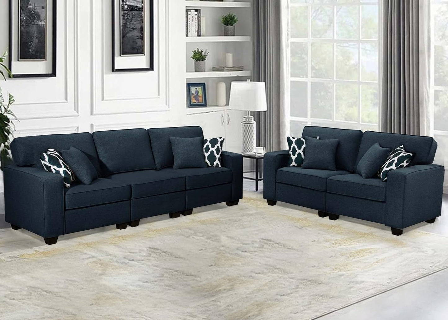 L Lengend Vansen Modular Sectional Sofa U Shaped Couch with Ottoman Modern Reversible Corner Sectional Couch for Living Room (Charcoal, 2+3)