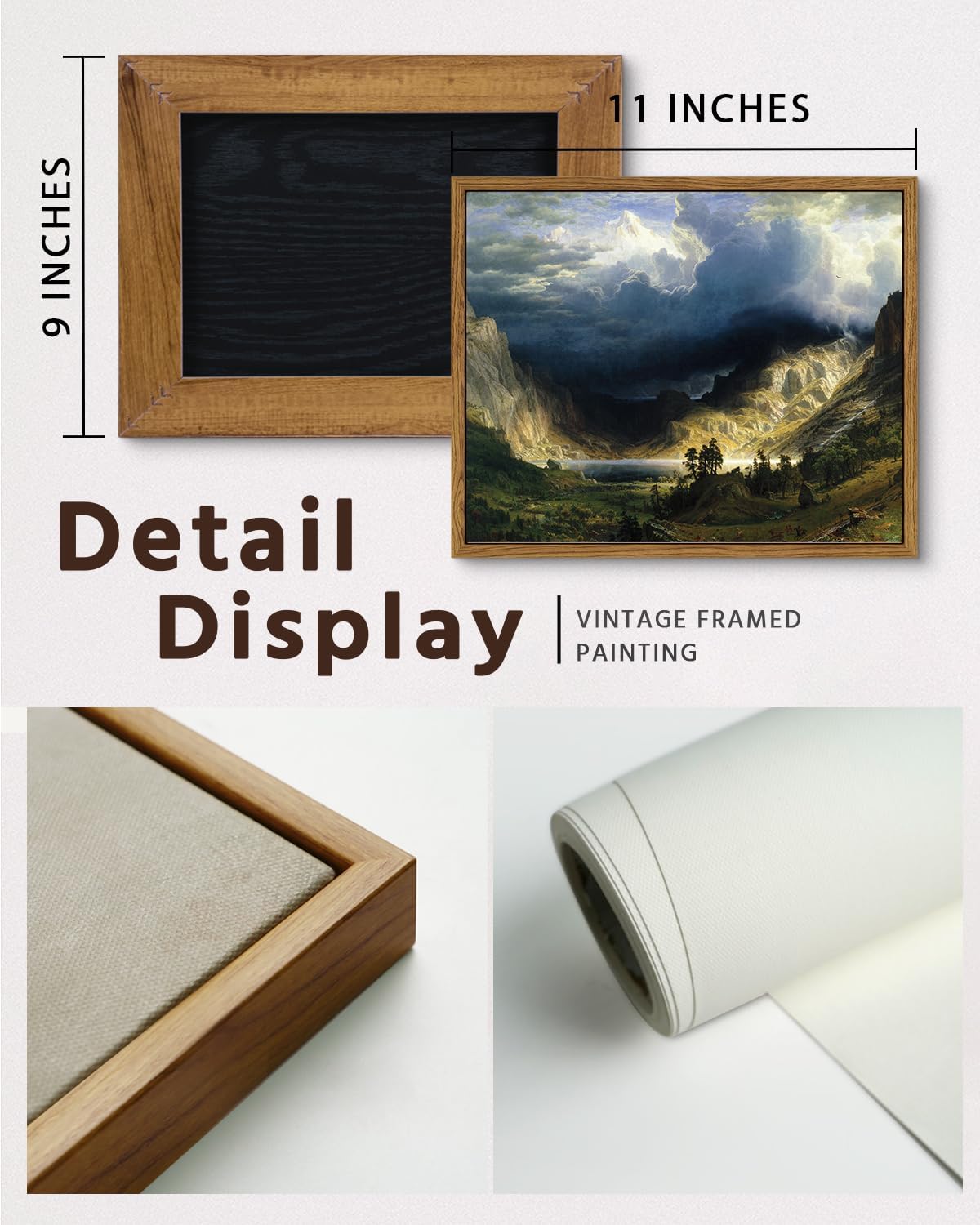 VIYYIEA Framed Canvas Wall Art Home Decor Landscape Wall Art for Living Room Vintage Natural Oil Painting Picture Beautiful Scenery Office Decor Bedroom Wall Decor -Rocky Mountain 9x11in