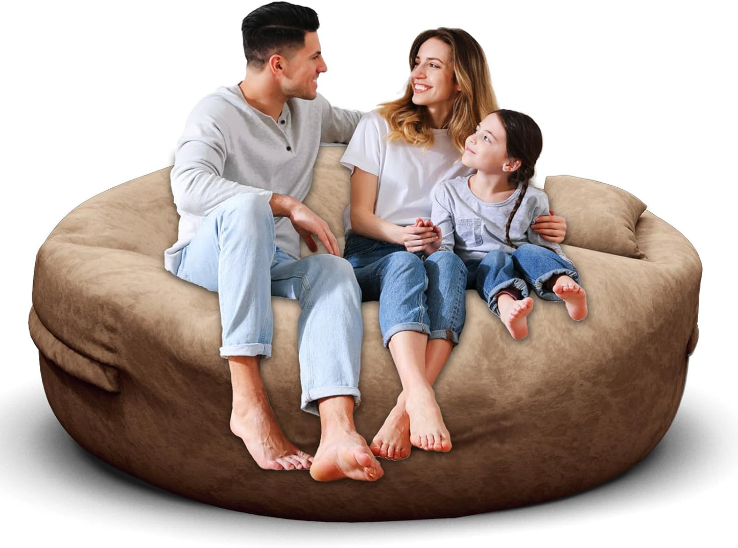 Bean Bag Chair for Adults 5FT,Soft Removable Cover for Teens/Girls Bedroom,Fluffy Giant Round Floor Beanbag Lounger Chairs (No Filler,Tan)