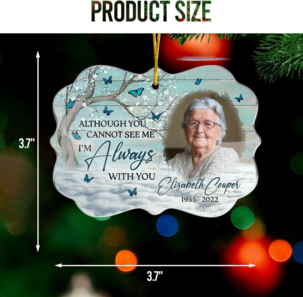 Pawfect House Custom Photo Wood Ornament, Personalized Christmas Memorial Sympathy Gifts for Loss of Grandma, Grandpa, My Dear, I'm Always with You, Christmas Memorial Gifts for Loss of Loved One